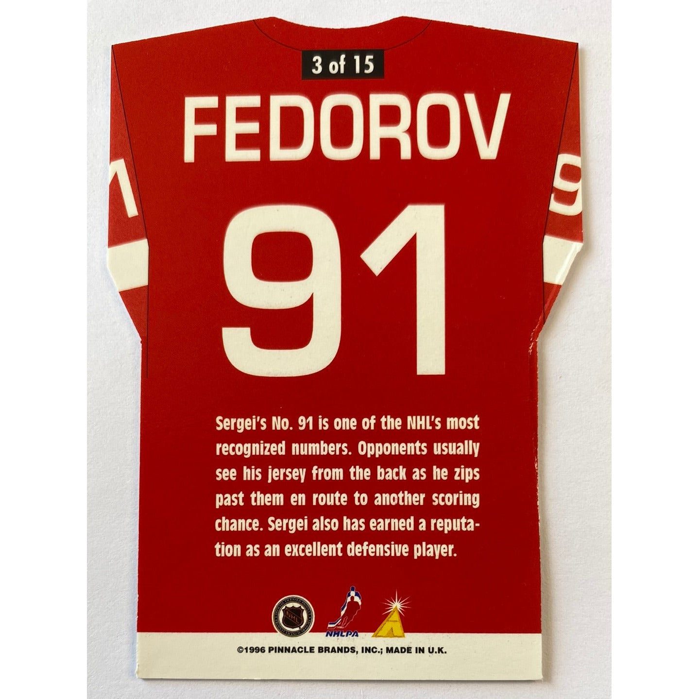 1996-97 Pinnacle Sergei Fedorov By The Numbers Die Cut | Local Legends Cards & Collectibles