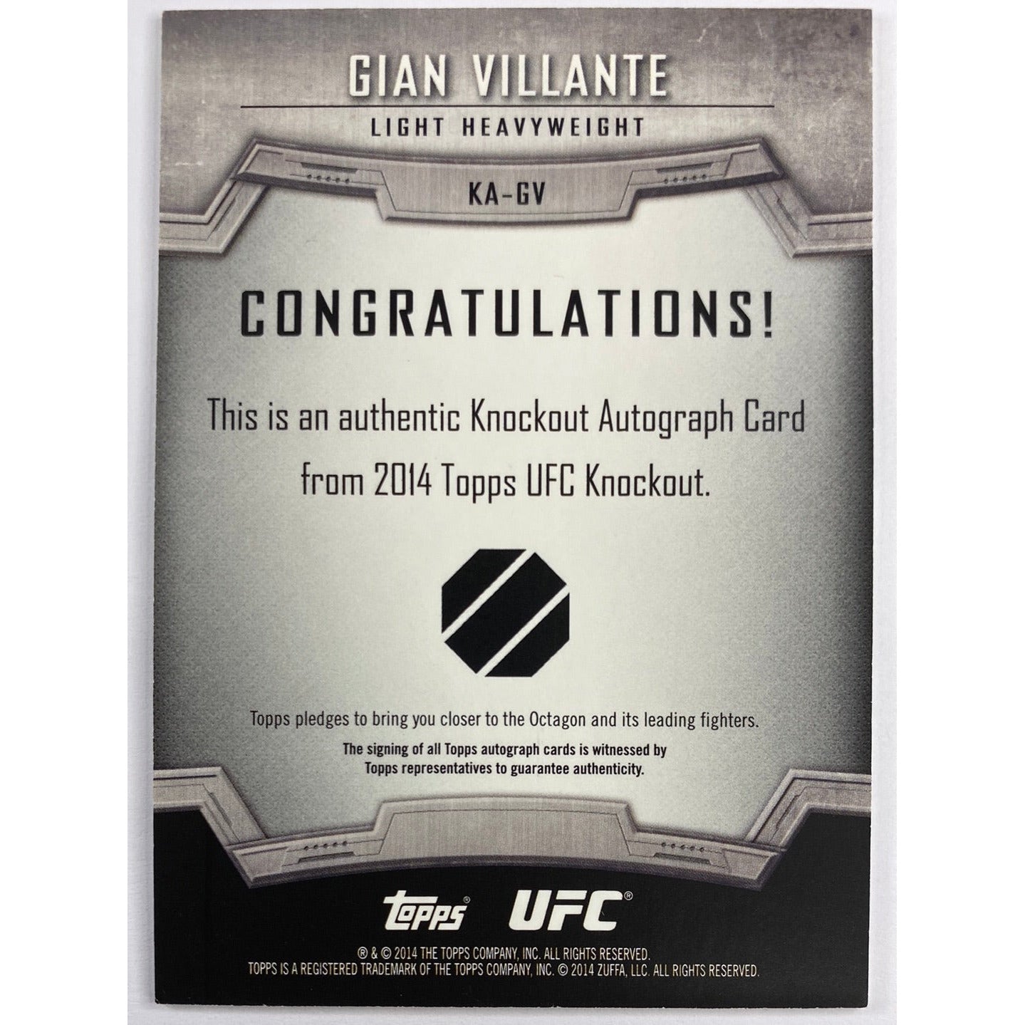 2014 Topps Knockout Gian Villante 1st Auto /149 | Local Legends Cards & Collectibles