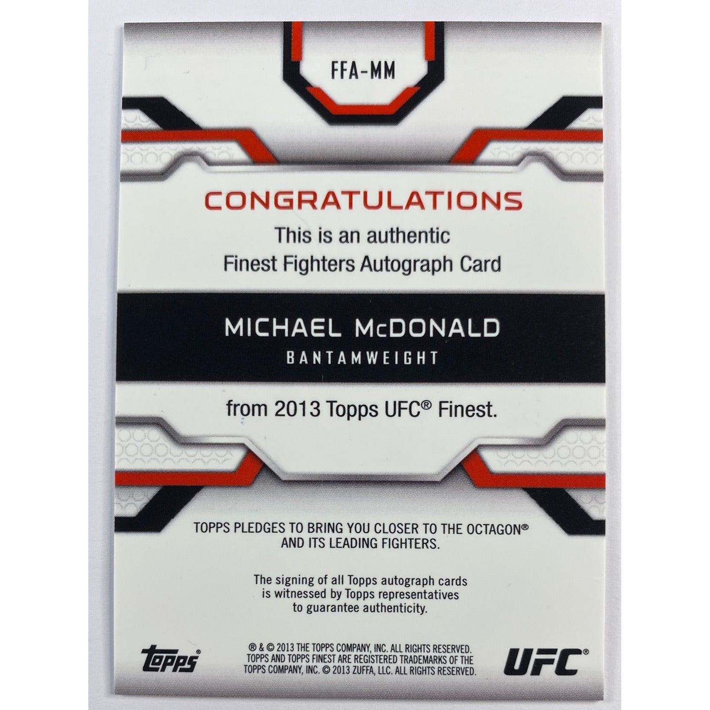 2013 Topps Finest Michael McDonald Finest Fighters Autograph | Local Legends Cards & Collectibles