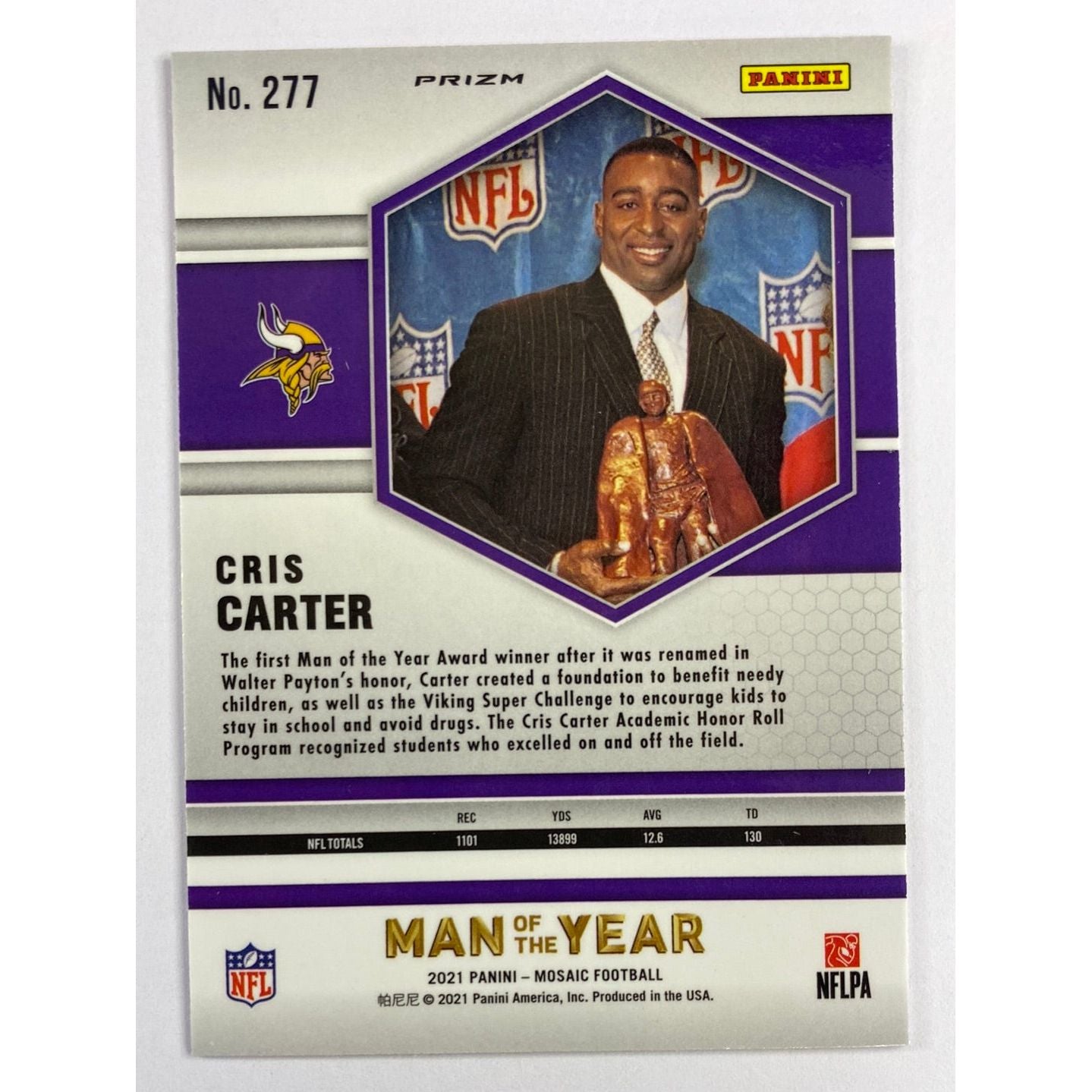 2021 Mosaic Cris Carter Man of the Year Orange Reactive Prizm | Local Legends Cards & Collectibles