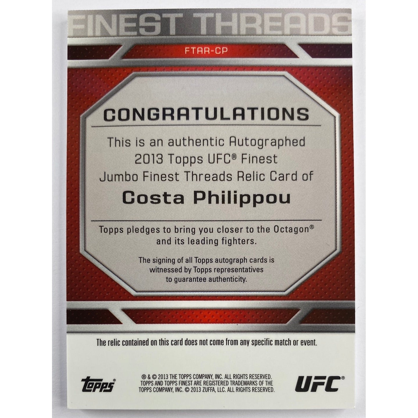 2013 Topps Finest Costa Philippou Jumbo Relic Auto | Local Legends Cards & Collectibles