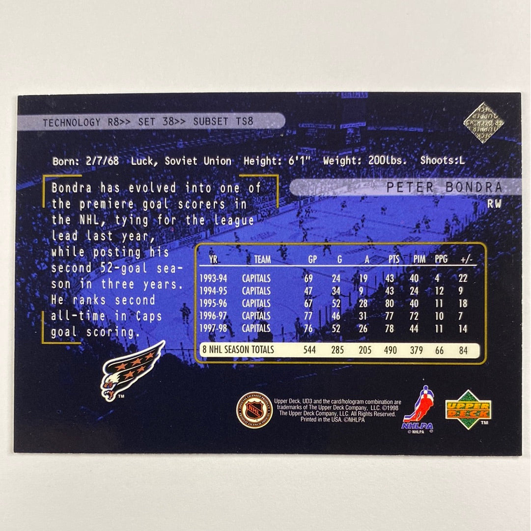 1998-99 UD3 Peter Bondra Three Star Spotlight Refractor | Local Legends Cards & Collectibles