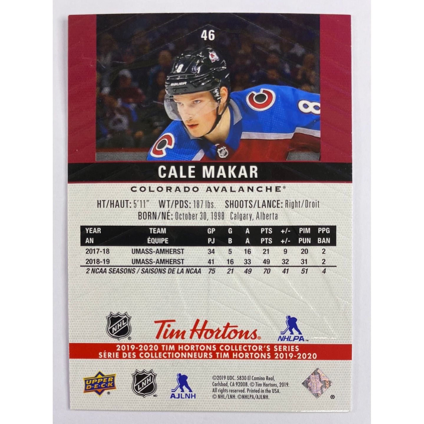 2019-20 Tim Hortons Collection Cale Makar RC | Local Legends Cards & Collectibles