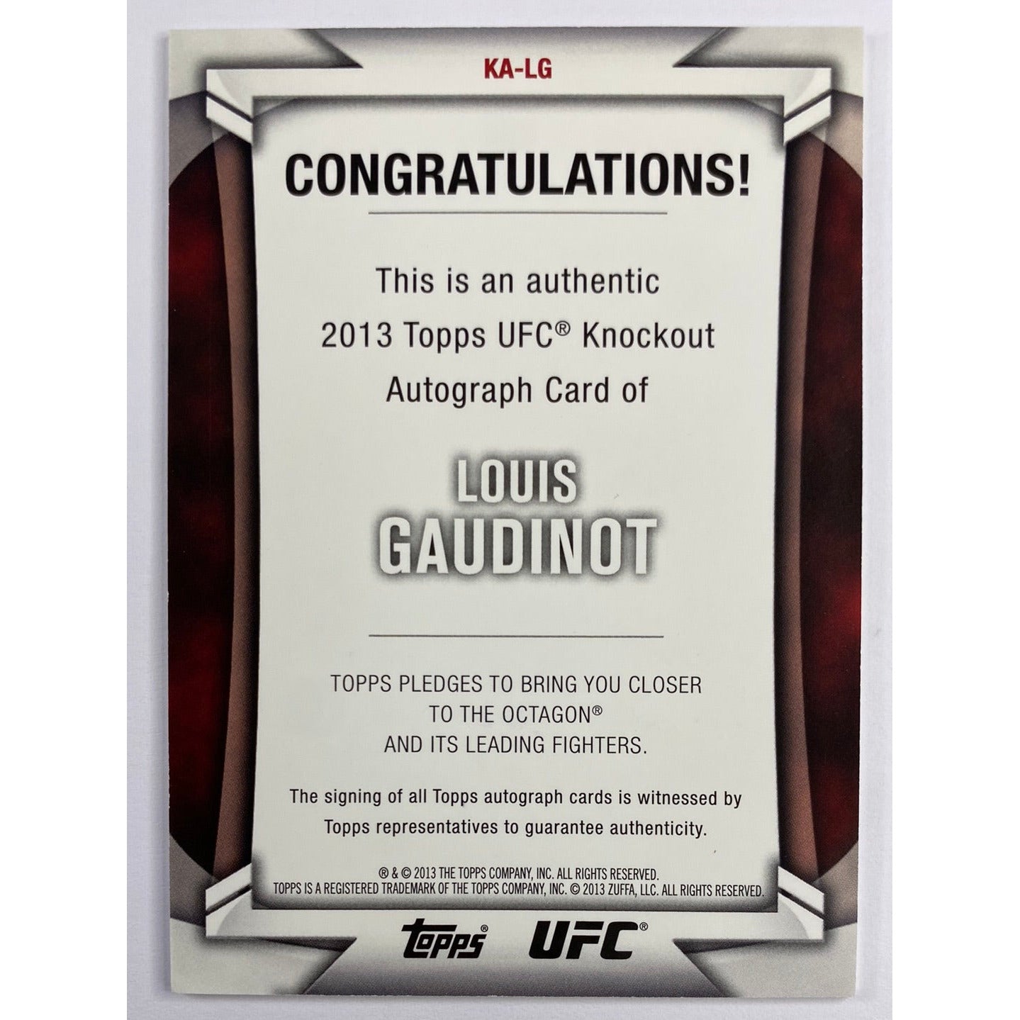 2013 Topps Knockout Louis Gaudinot Auto /209 | Local Legends Cards & Collectibles