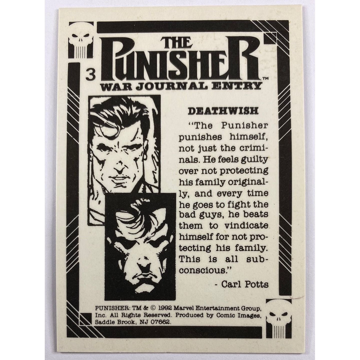 1992 Marvel The Punisher Wall Journal Entry Cracked Ice Holo | Local Legends Cards & Collectibles