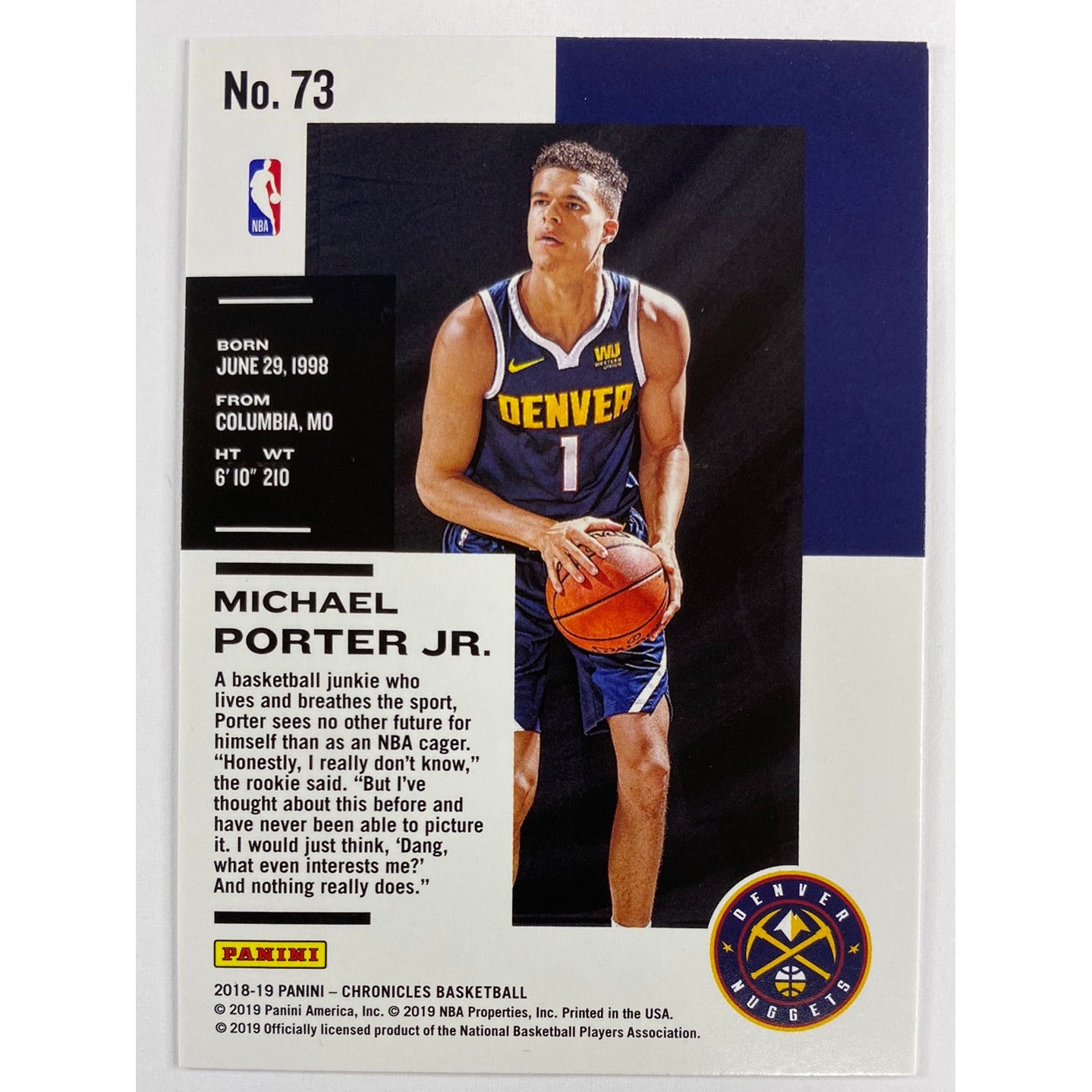 2018-19 Chronicles Michael Porter Jr. RC | Local Legends Cards & Collectibles