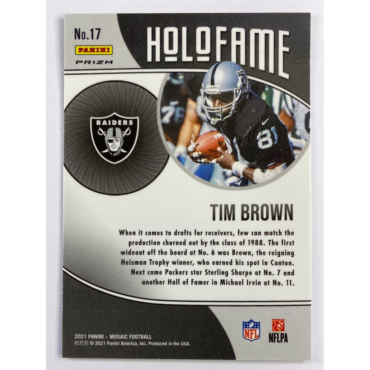 2021 Mosaic Tim Brown Hol O Fame Silver Mosaic Prizm | Local Legends Cards & Collectibles