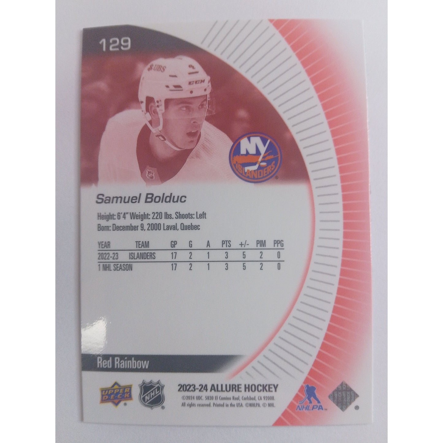 2023-24 Allure Samuel Bolduc Red Rainbow RC | Local Legends Cards & Collectibles