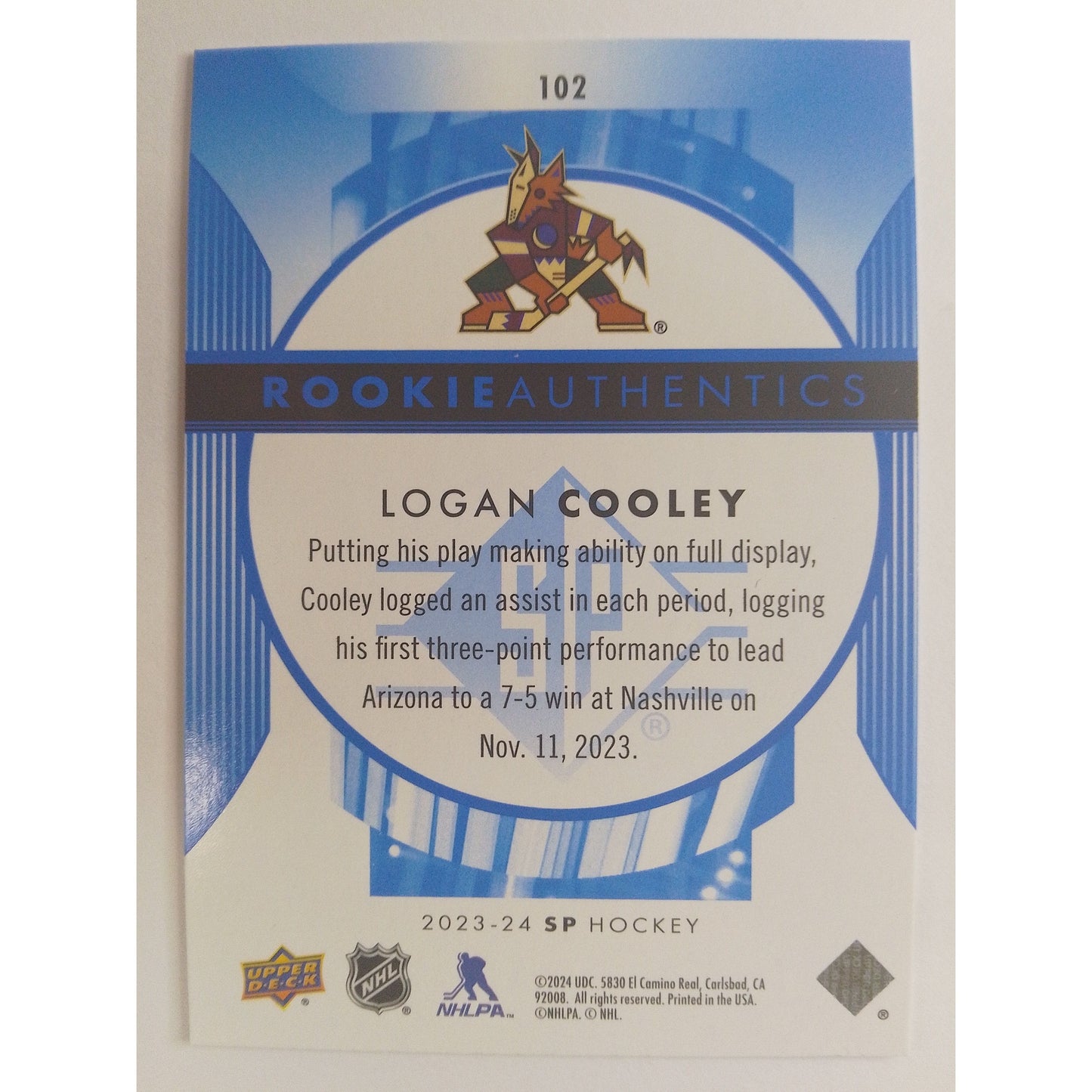 2023-24 SP Logan Cooley Rookie Authentics Blue | Local Legends Cards & Collectibles