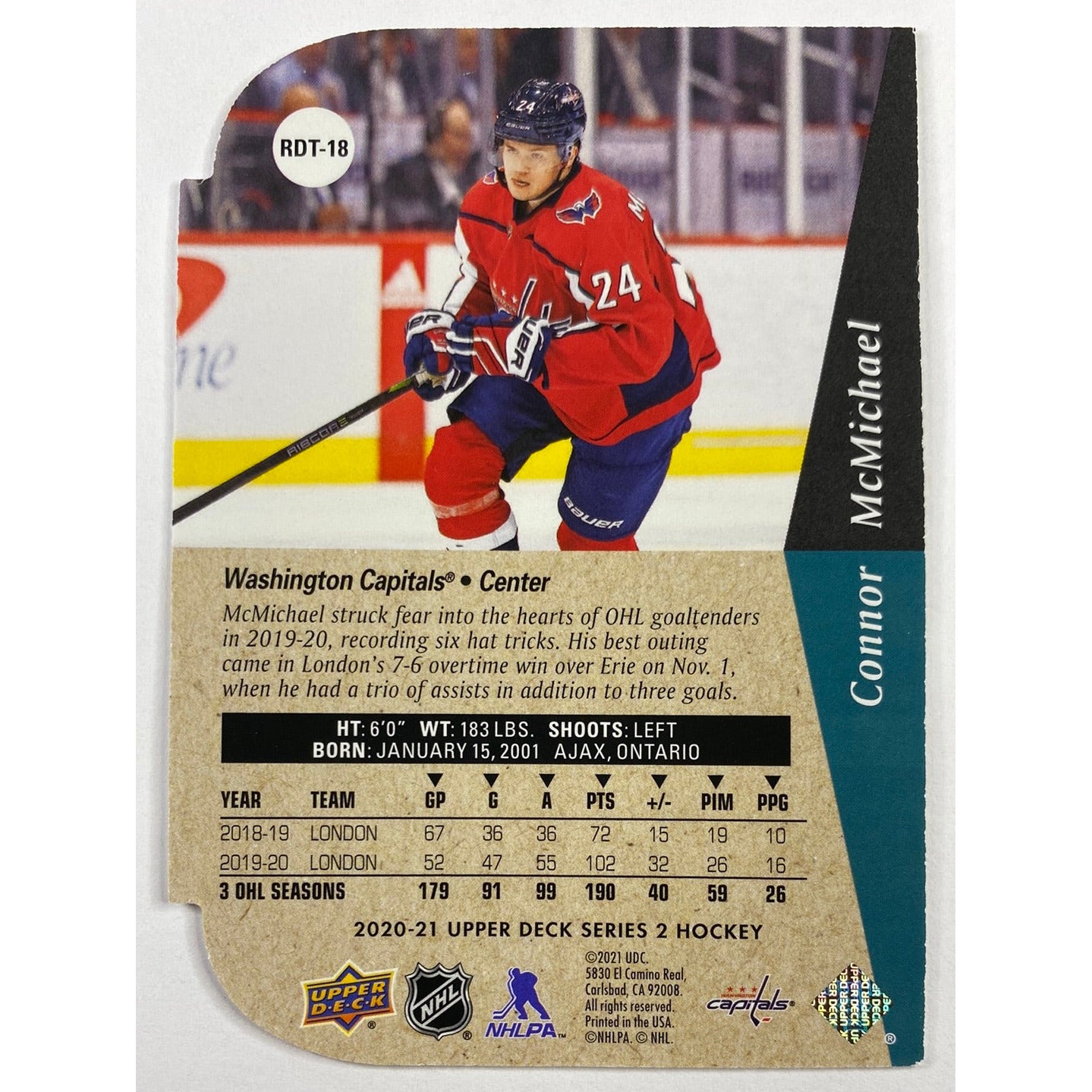 2020-21 Upper Deck Series 2 Connor McMichael 95 Die Cut Retro RC | Local Legends Cards & Collectibles