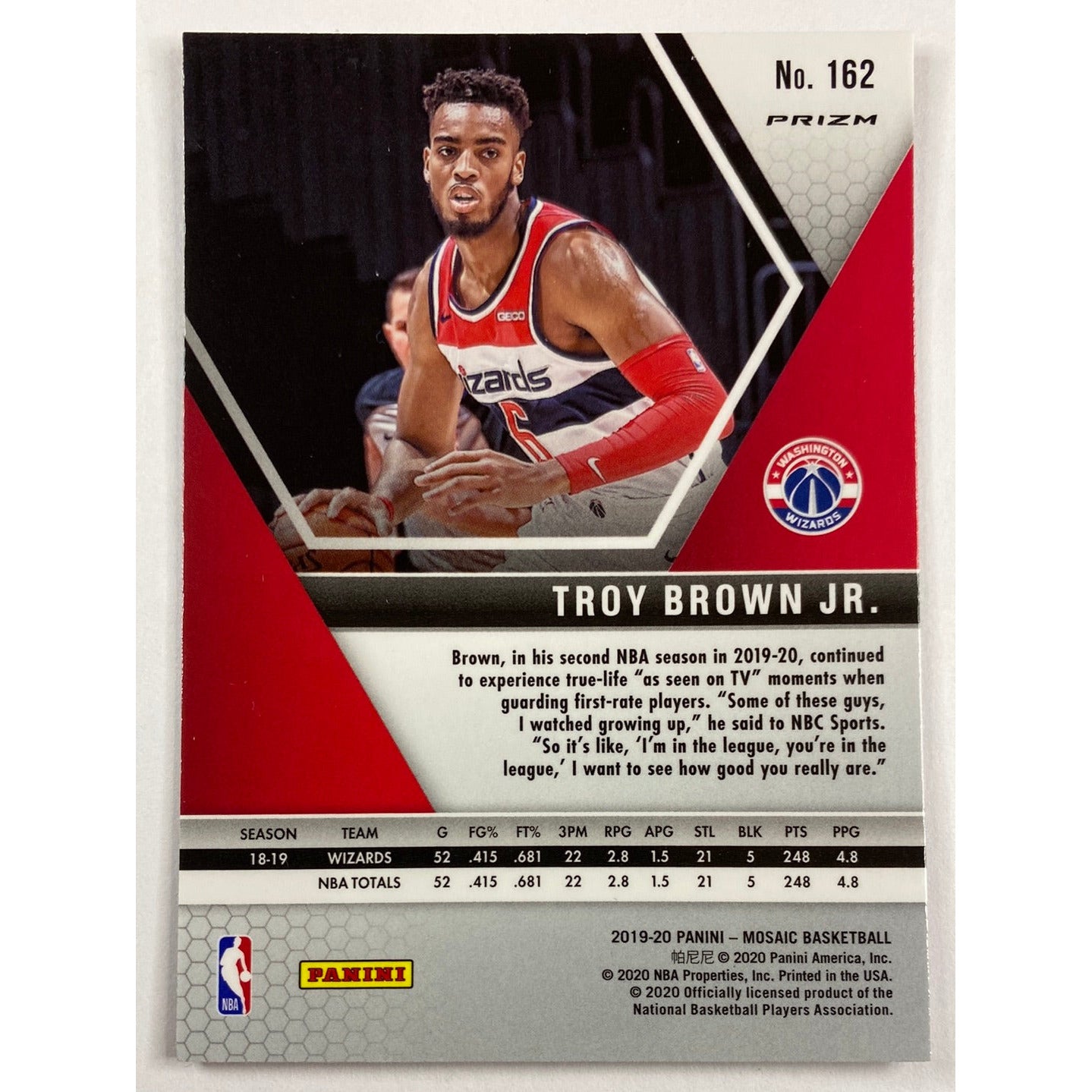 2019-20 Mosaic Troy Brown Jr Red Blue Reactive Prizm | Local Legends Cards & Collectibles