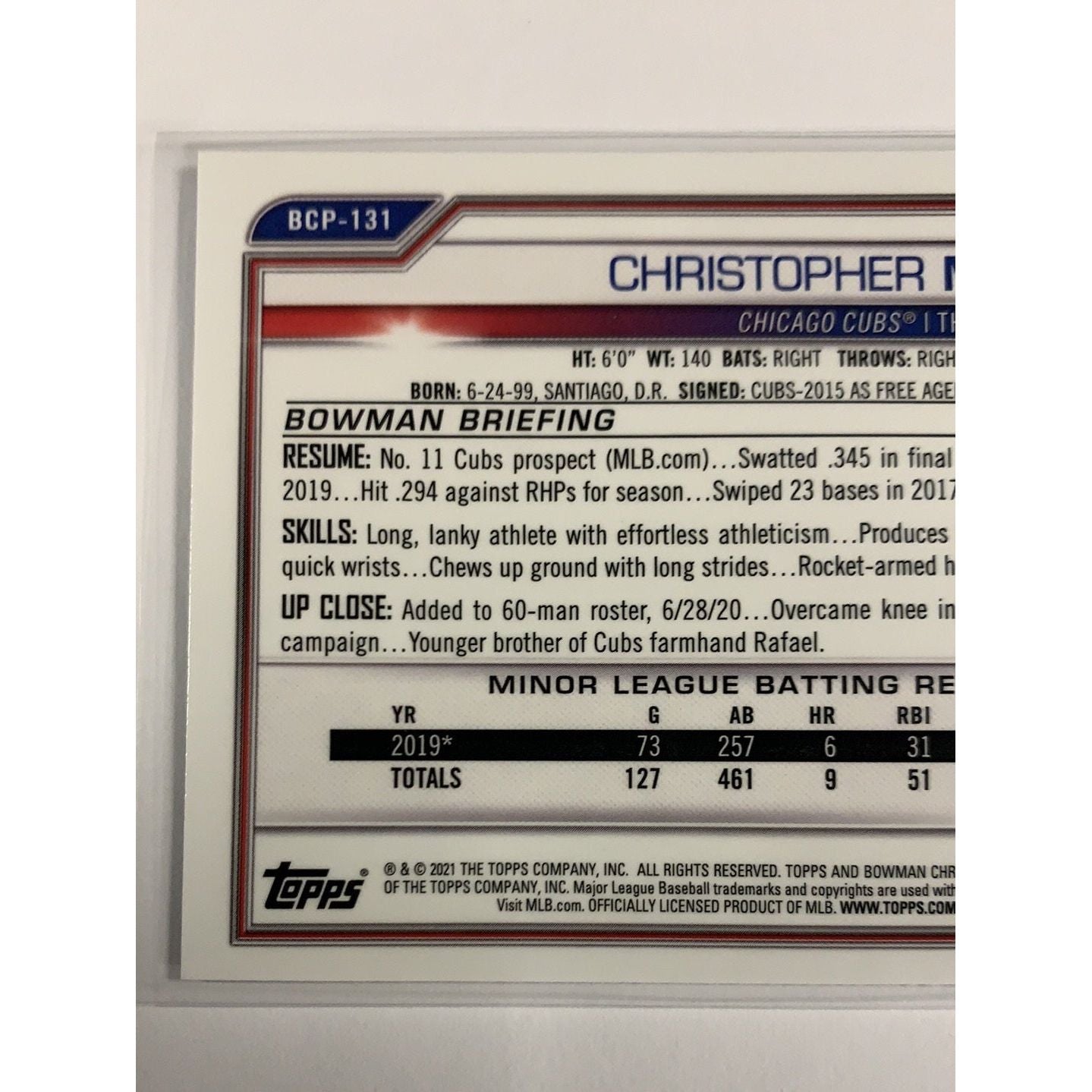 2021 Bowman 1st Chrome Christopher Morel BCP-131 | Local Legends Cards & Collectibles