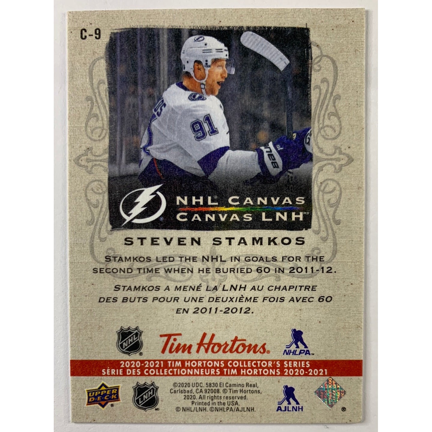 2020-21 Tim Hortons Steven Stamkos Canvas | Local Legends Cards & Collectibles