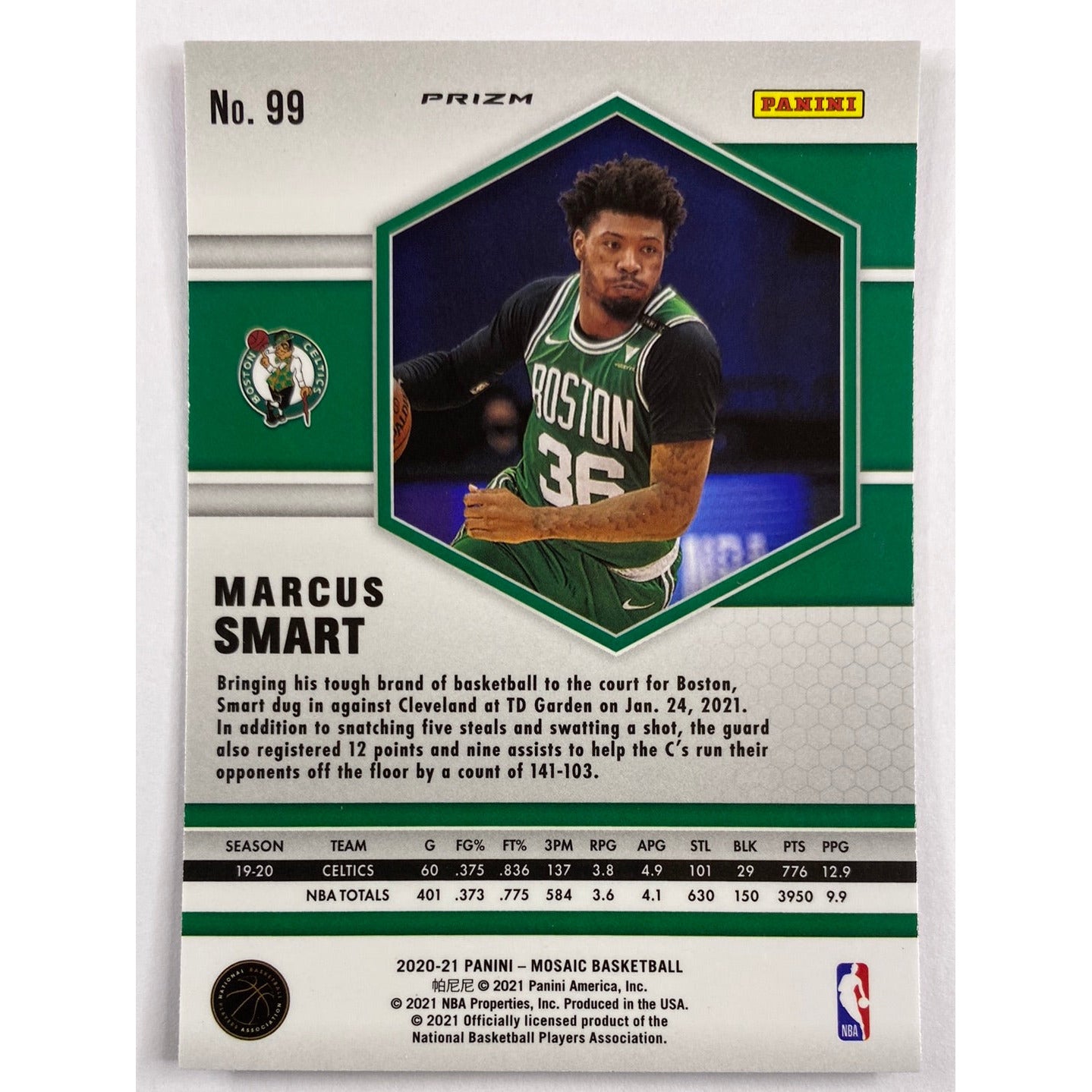2020-21 Mosaic Marcus Smart Pink Camo Prizm | Local Legends Cards & Collectibles