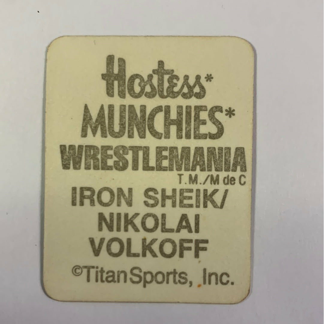 1987 Hostess Iron Sheik / Nikolai Volkoff Munchies Stickers | Local Legends Cards & Collectibles