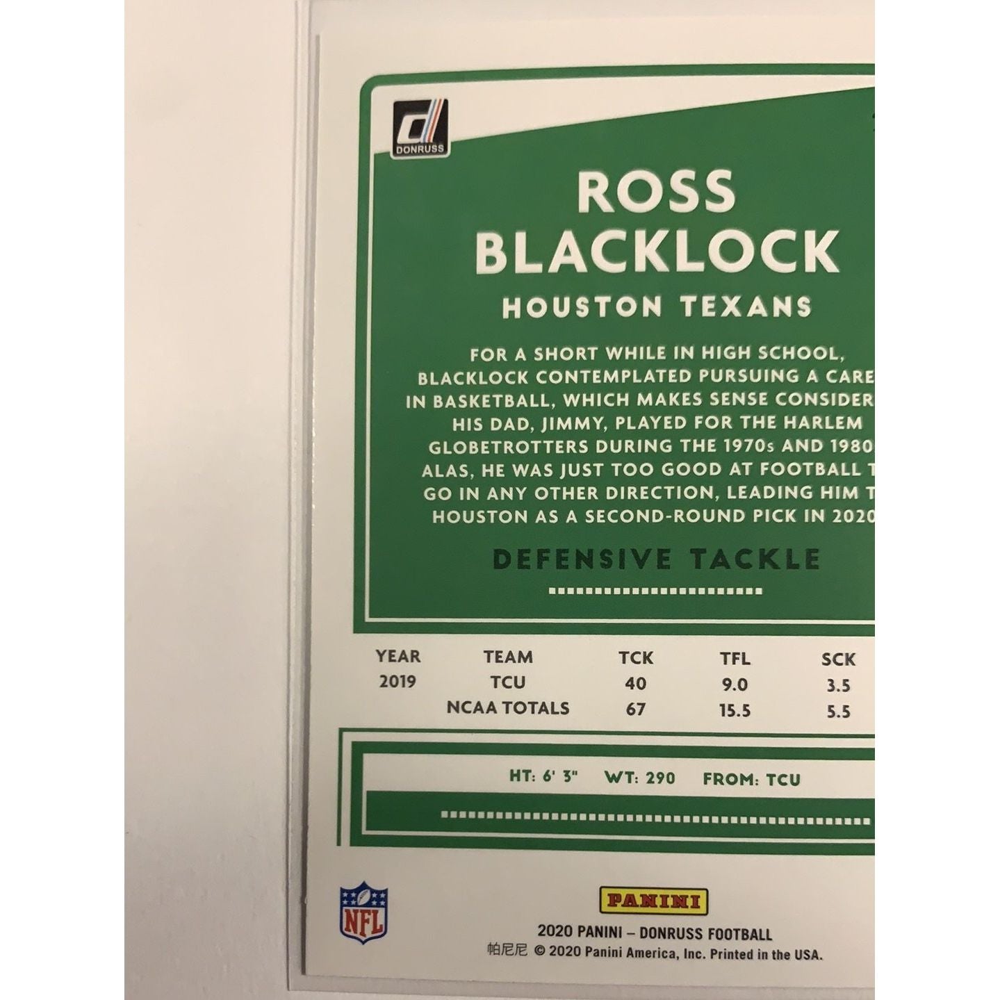 2020 Donruss Ross Blacklock RC | Local Legends Cards & Collectibles