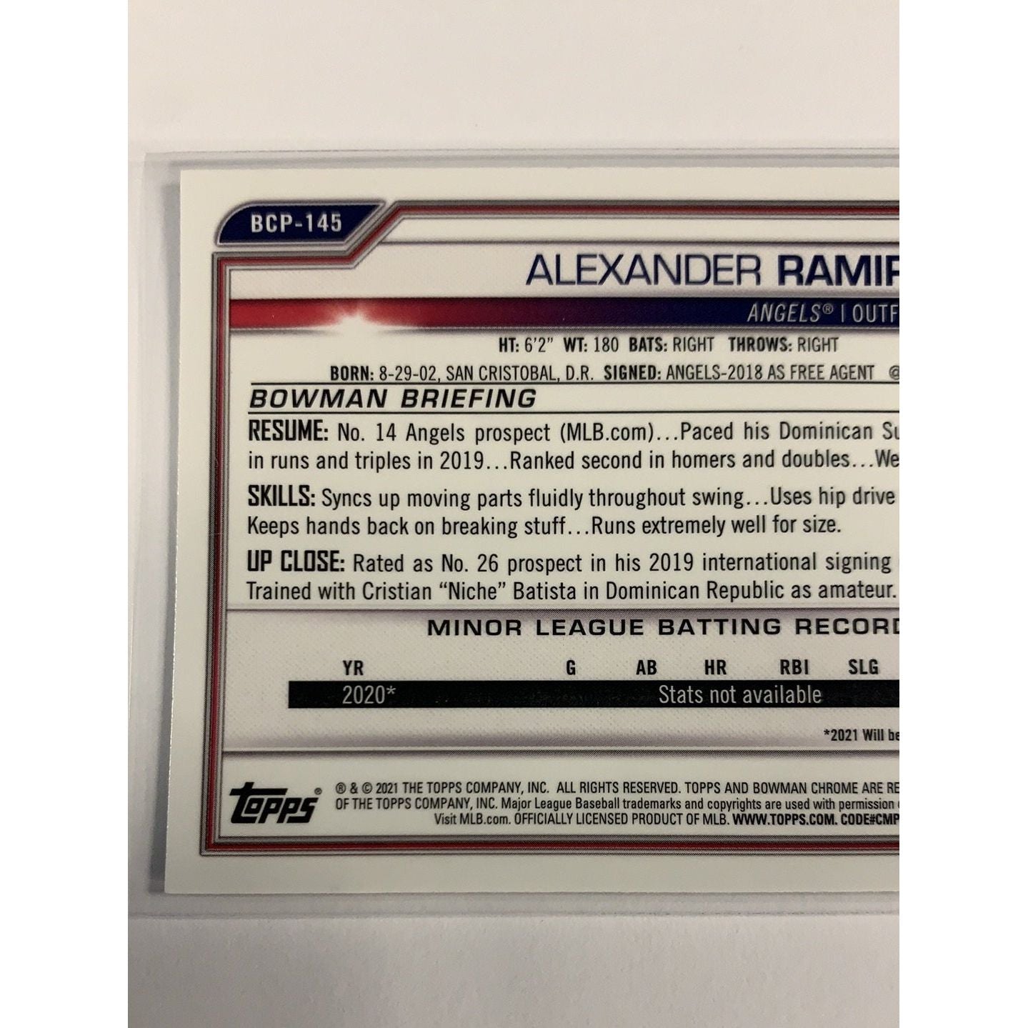 2021 Bowman 1st Chrome Alexander Ramirez BCP-145 | Local Legends Cards & Collectibles