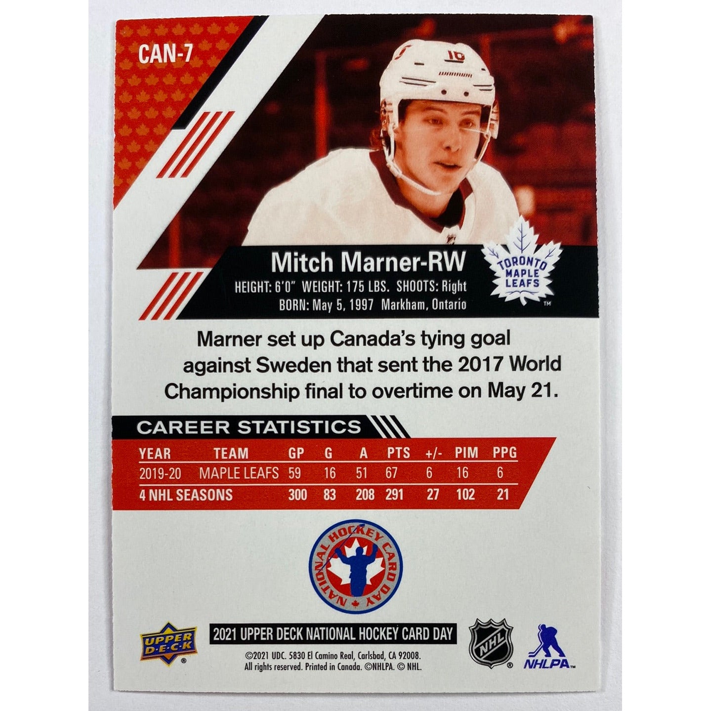 2021 Upper Deck Card Day Mitch Marner Pride Of Canada | Local Legends Cards & Collectibles
