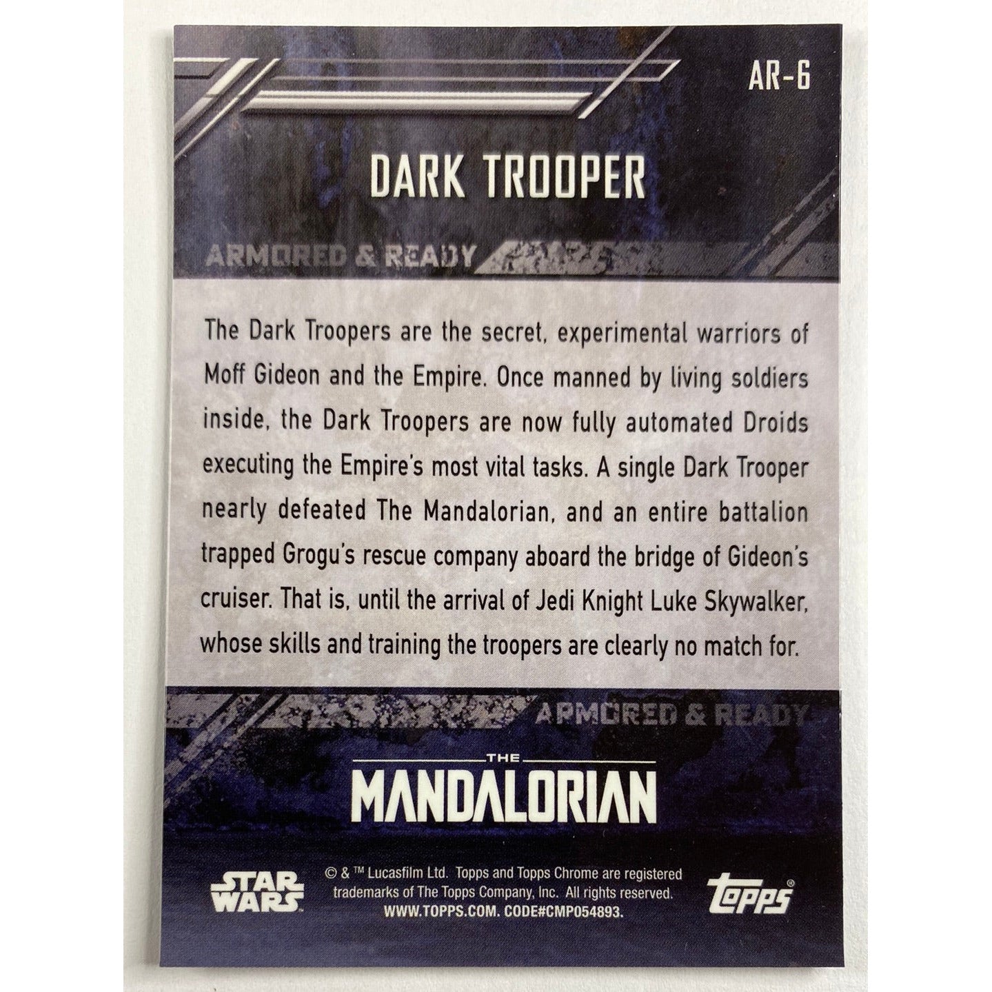 Topps Chrome The Mandalorian Armored And Ready Dark Trooper Refractor | Local Legends Cards & Collectibles