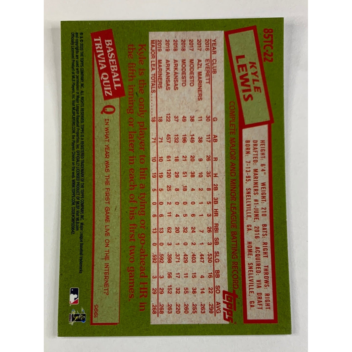 2020 Topps Chrome Kyle Lewis 35th Anniversary RC | Local Legends Cards & Collectibles