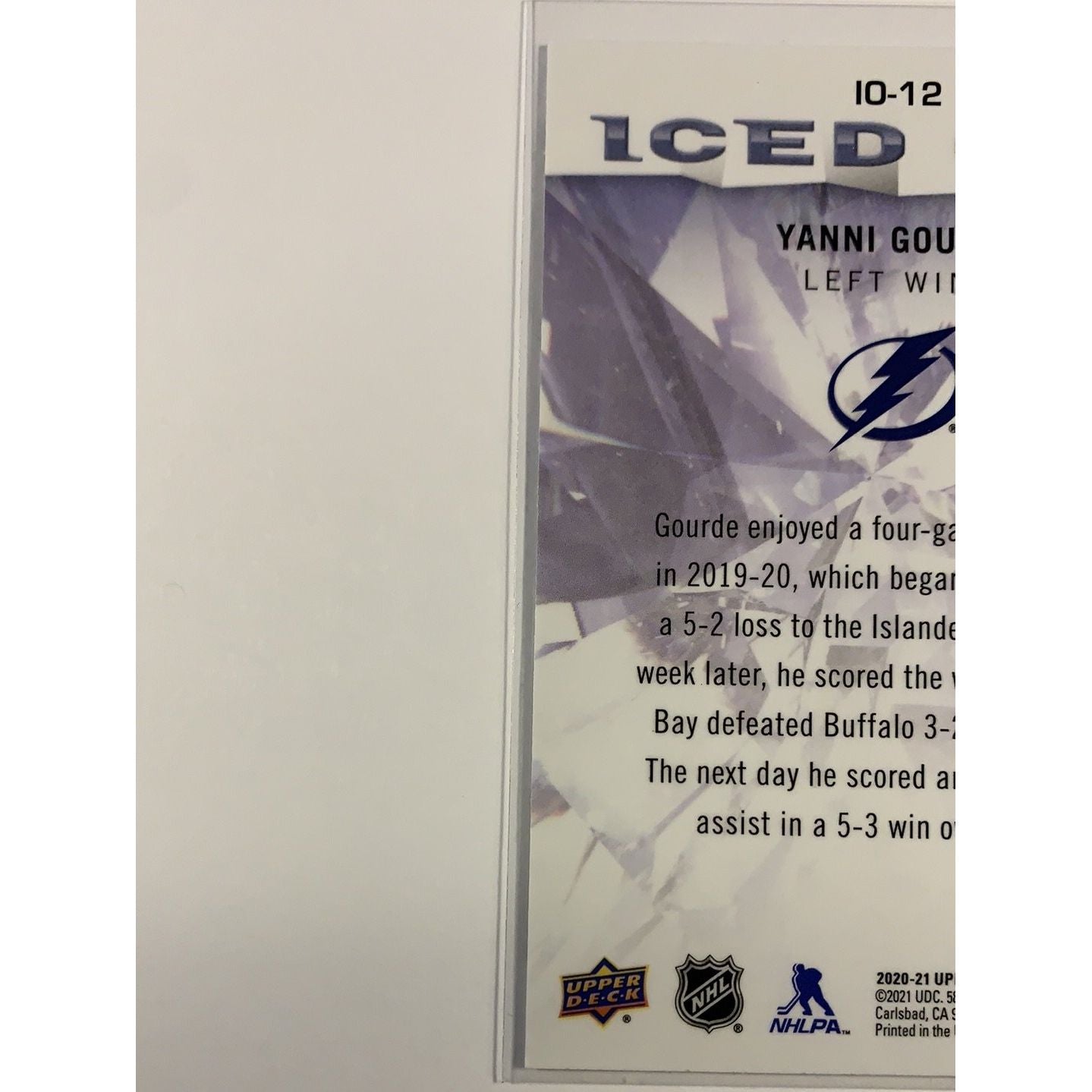 2020-21 Allure Yanni Gourde Iced Out | Local Legends Cards & Collectibles