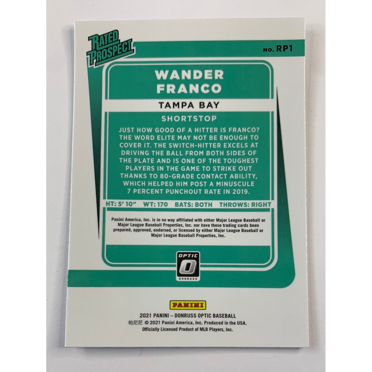 2021 Panini Optic Wander Franco Rated Prospect RC | Local Legends Cards & Collectibles