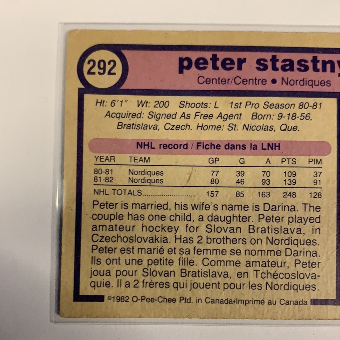 1982-83 O-Pee-Chee Peter Stastny Base #292 Local Legends Cards & Collectibles