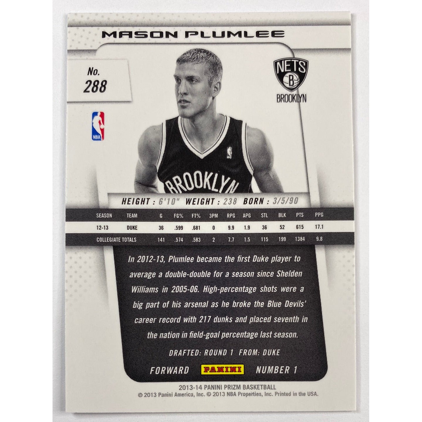 2013-14 Panini Prizm Mason Plumlee RC | Local Legends Cards & Collectibles