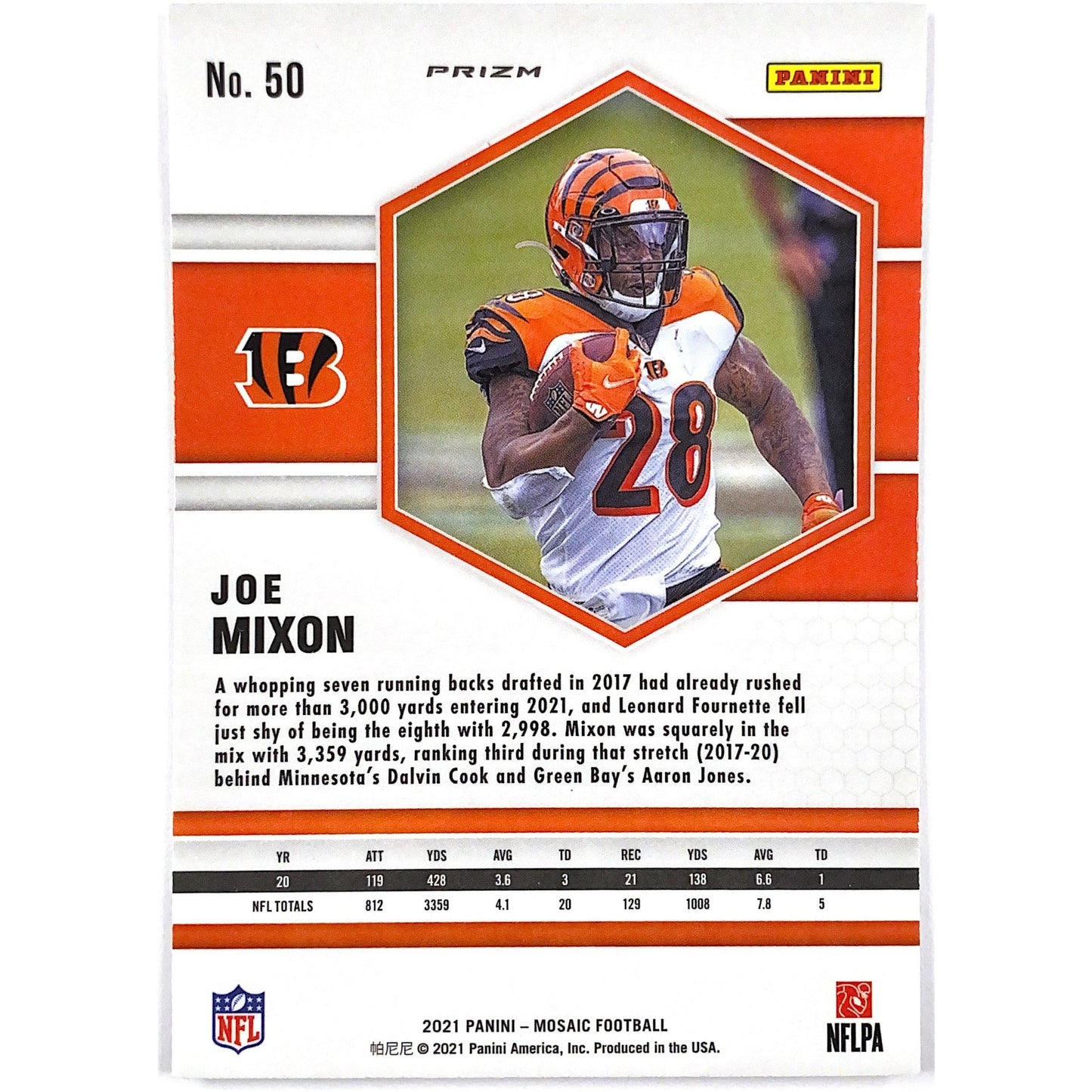 2021 Mosaic Joe Mixon Silver Mosaic Prizm | Local Legends Cards & Collectibles