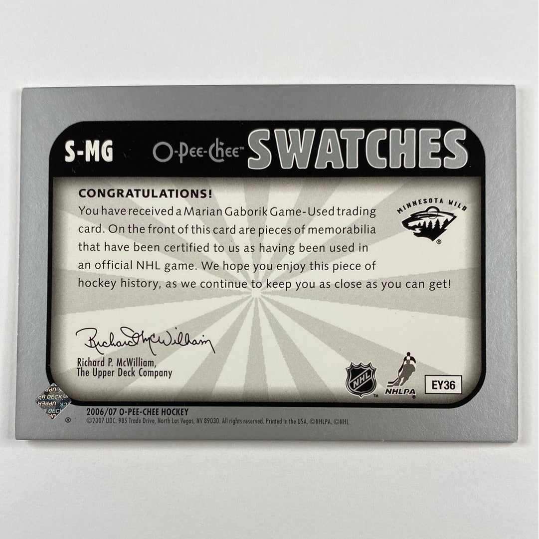 2006-07 O-Pee-Chee Swatches Marian Gaborik | Local Legends Cards & Collectibles