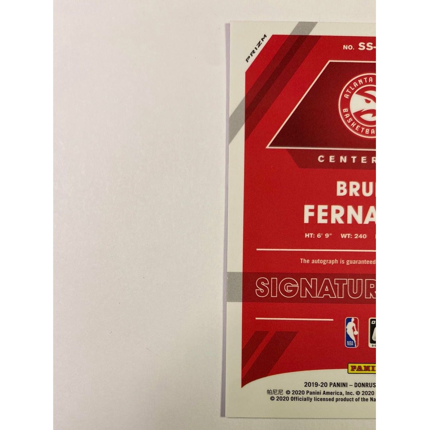 2019-20 Donruss Optic Bruno Fernando Signature Series Silver Holo Prizm RC | Local Legends Cards & Collectibles