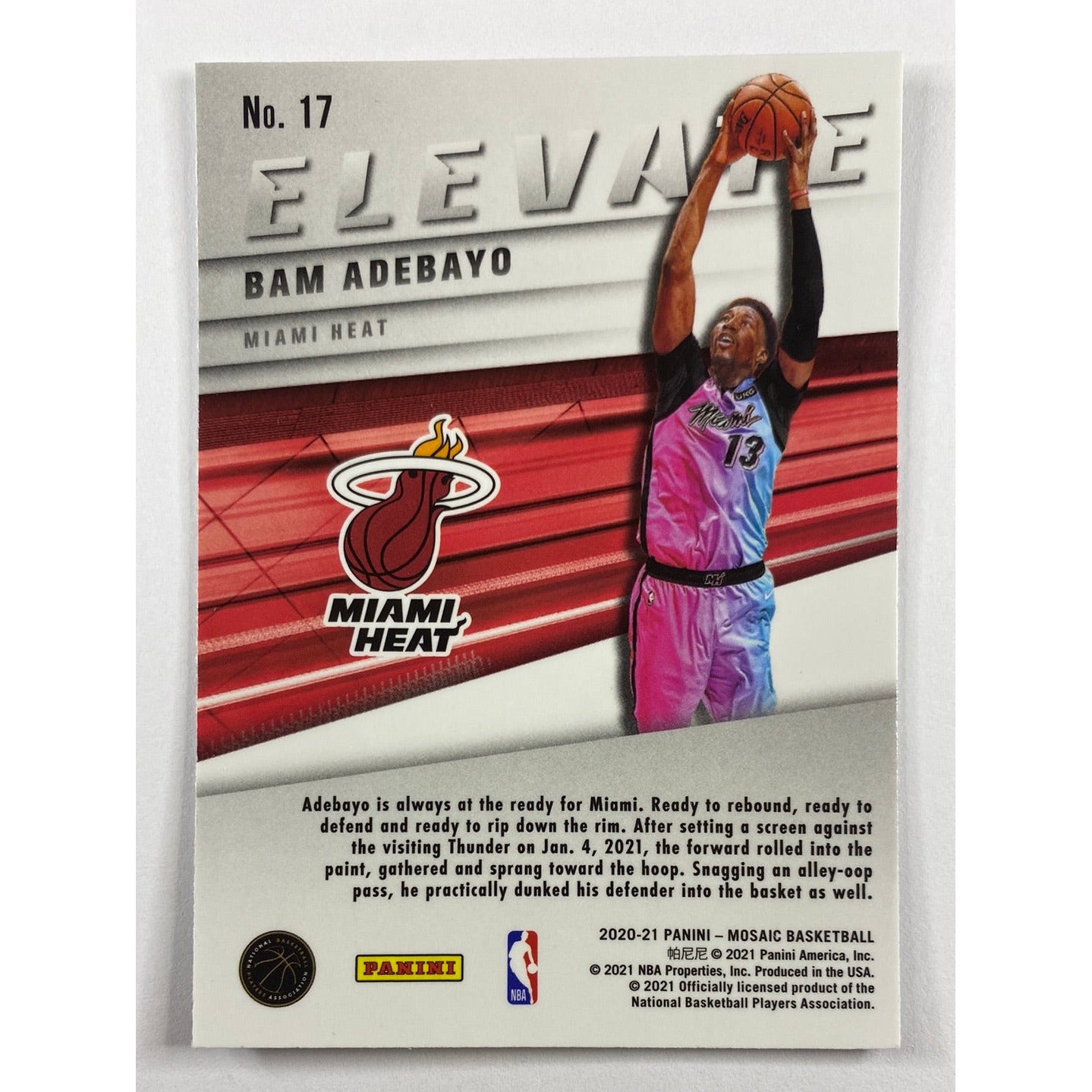 2020-21 Mosaic Bam Adebayo Elevate | Local Legends Cards & Collectibles