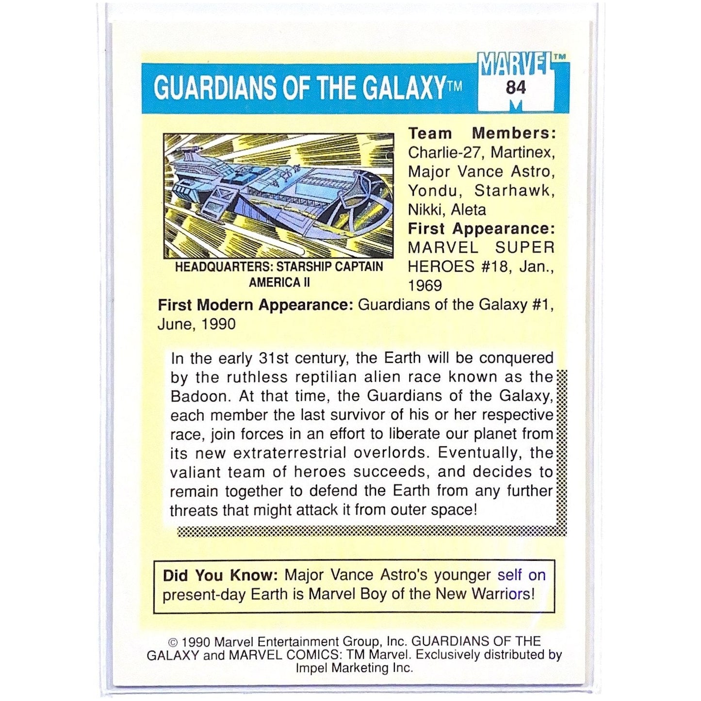 1990 Impel Marvel Comics Rookies Guardians of the Galaxy #84 Local Legends Cards & Collectibles