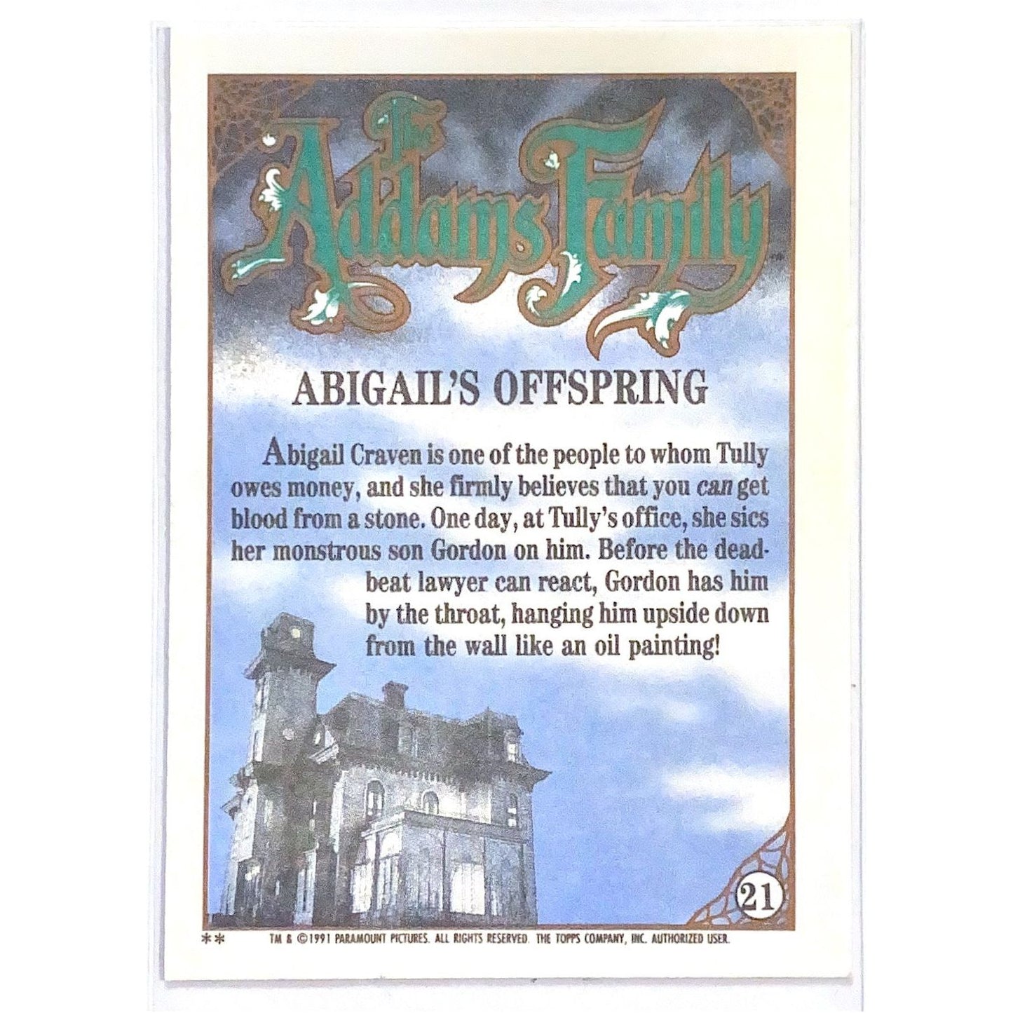 1991 Paramount Pictures The Adams Family Abigail’s Offspring #21 Local Legends Cards & Collectibles