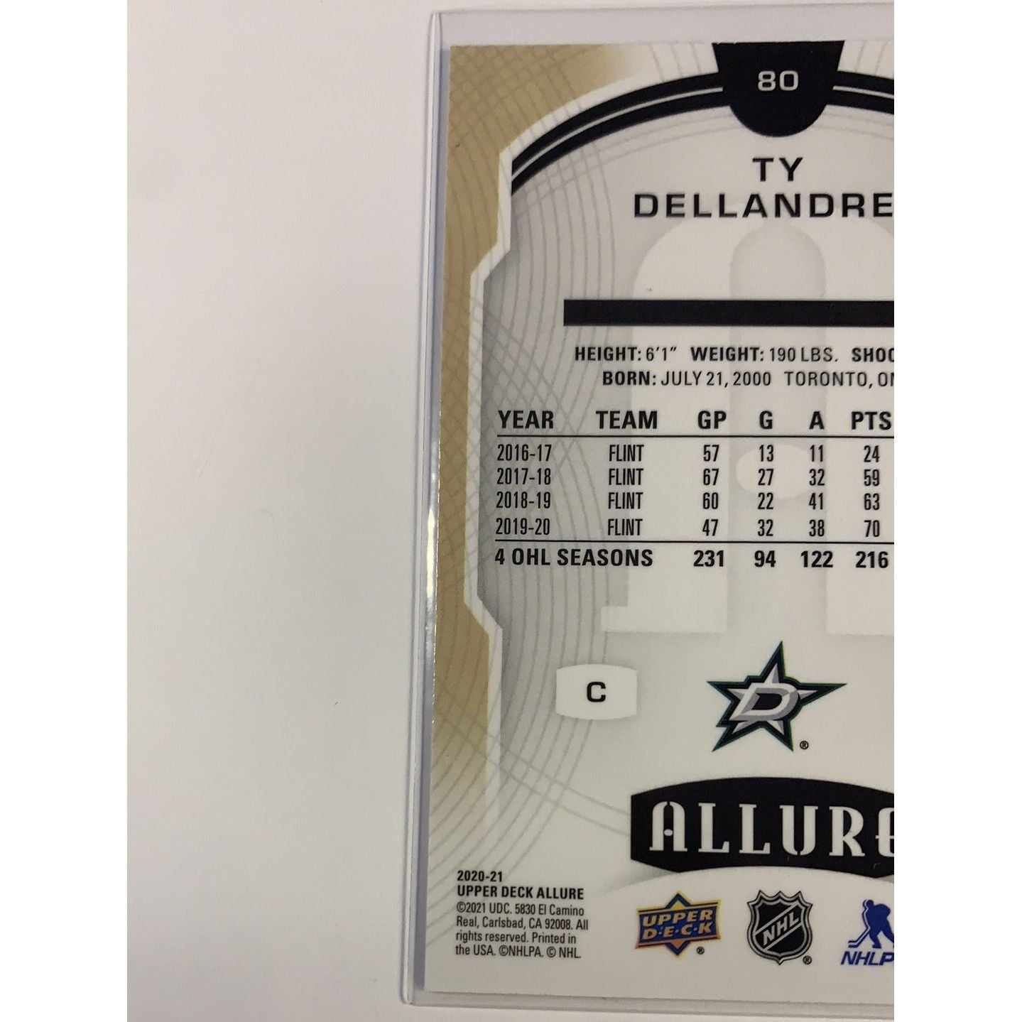 2020-21 Allure Ty Dellandrea Rookie Card | Local Legends Cards & Collectibles