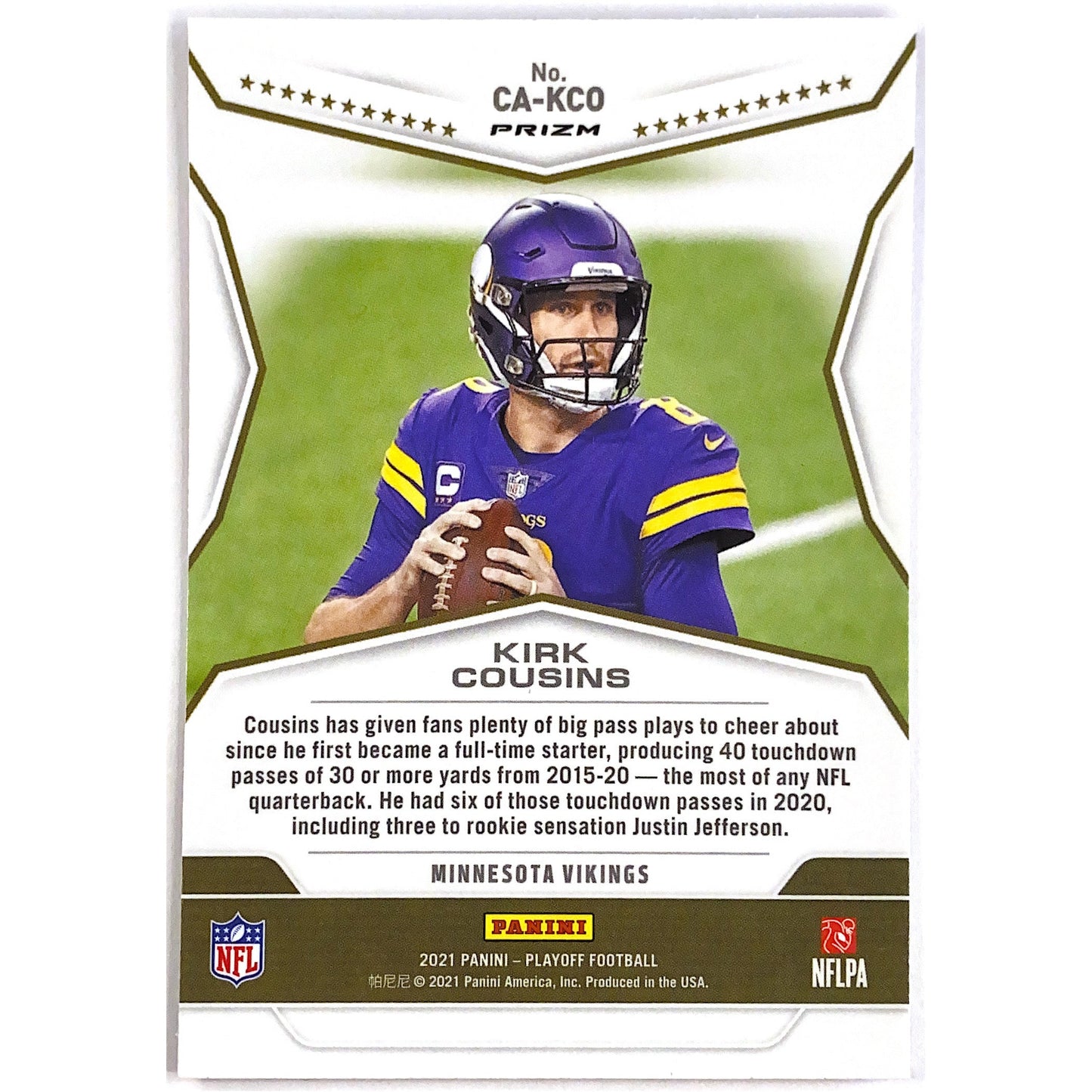 2021 Playoff Kirk Cousins Pink Holo Call to Arms | Local Legends Cards & Collectibles