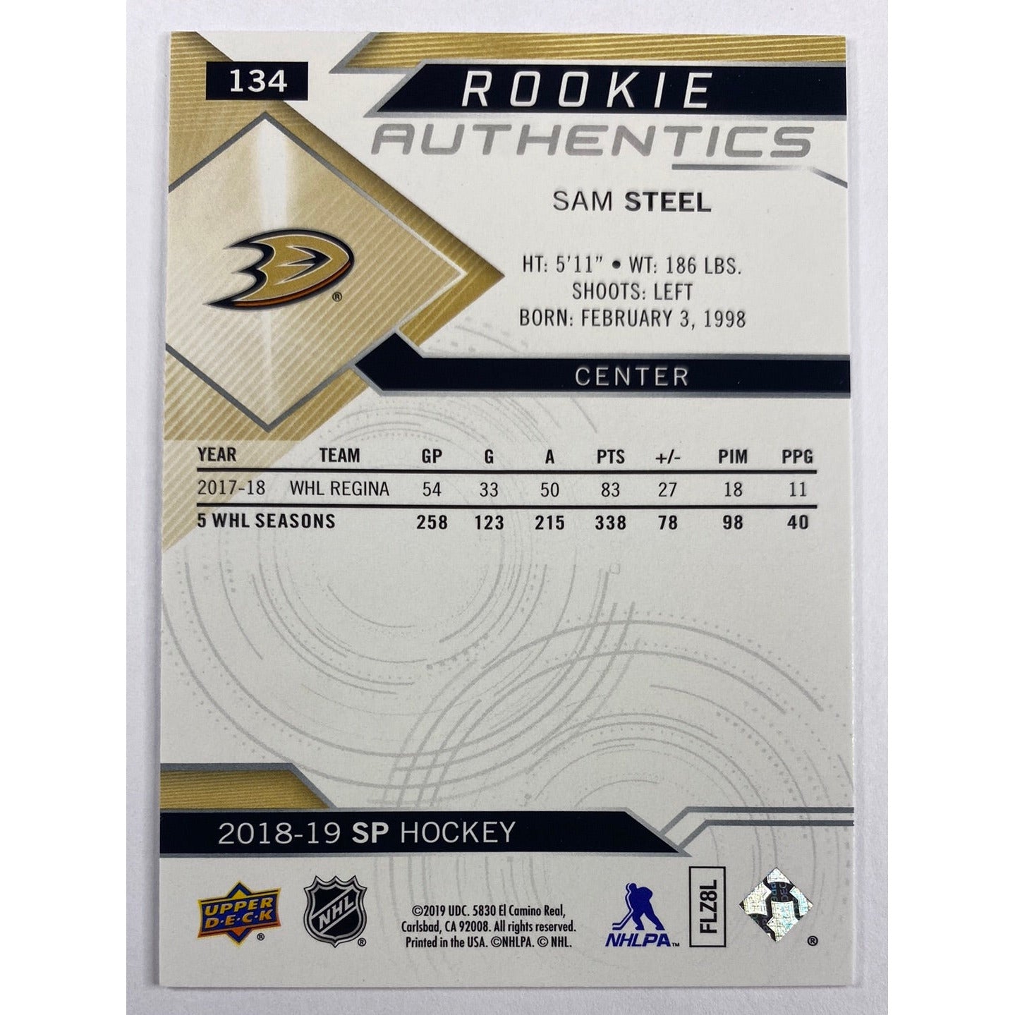 2018-19 Sp Sam Steel Rookie Authentics Blue | Local Legends Cards & Collectibles