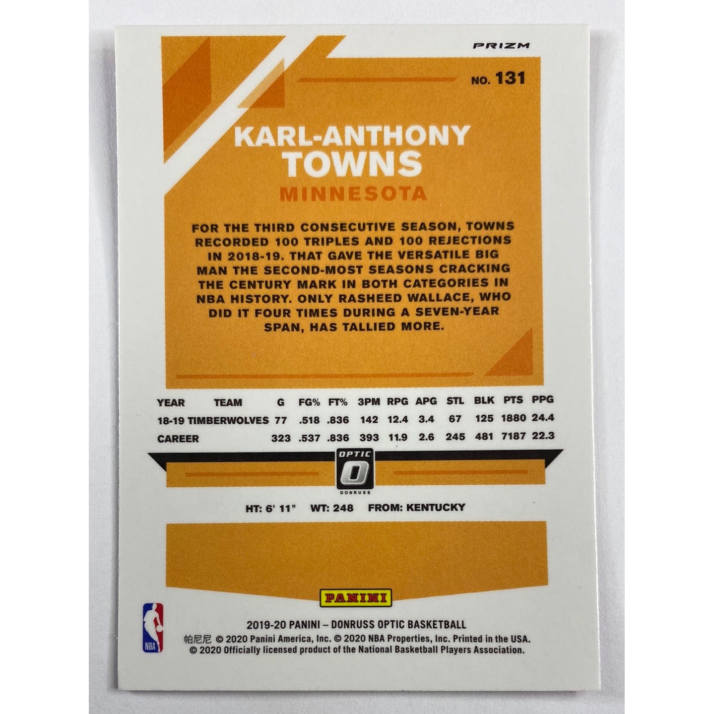 2019-20 Donruss Optic Karl-Anthony Towns Hyper Pink Prizm | Local Legends Cards & Collectibles