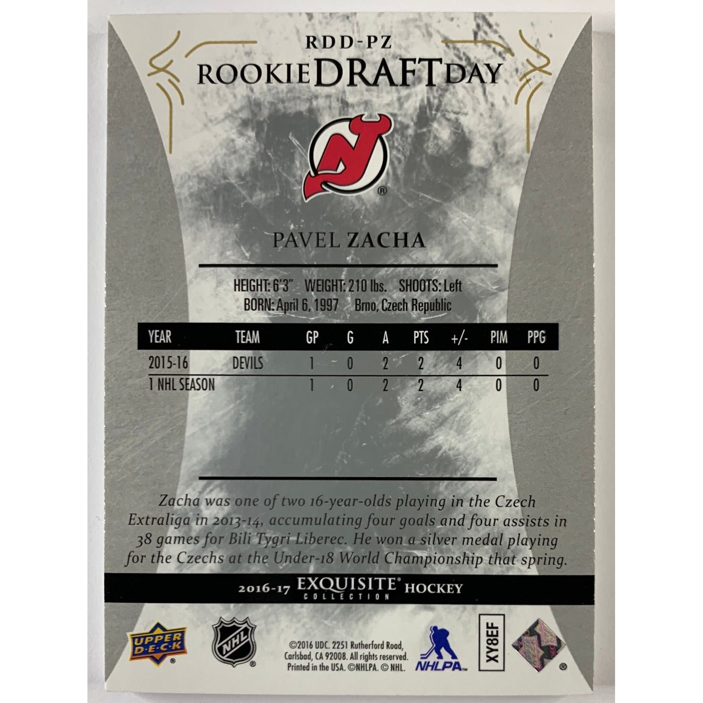 2016-17 Exquisite Collection Pavel Zacha Rookie Draft Day /199 | Local Legends Cards & Collectibles