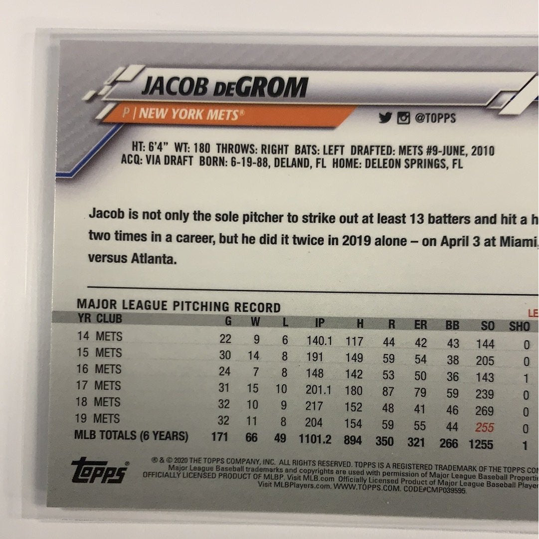2020 Topps Chrome Jacob Degrom Base Refractor | Local Legends Cards & Collectibles