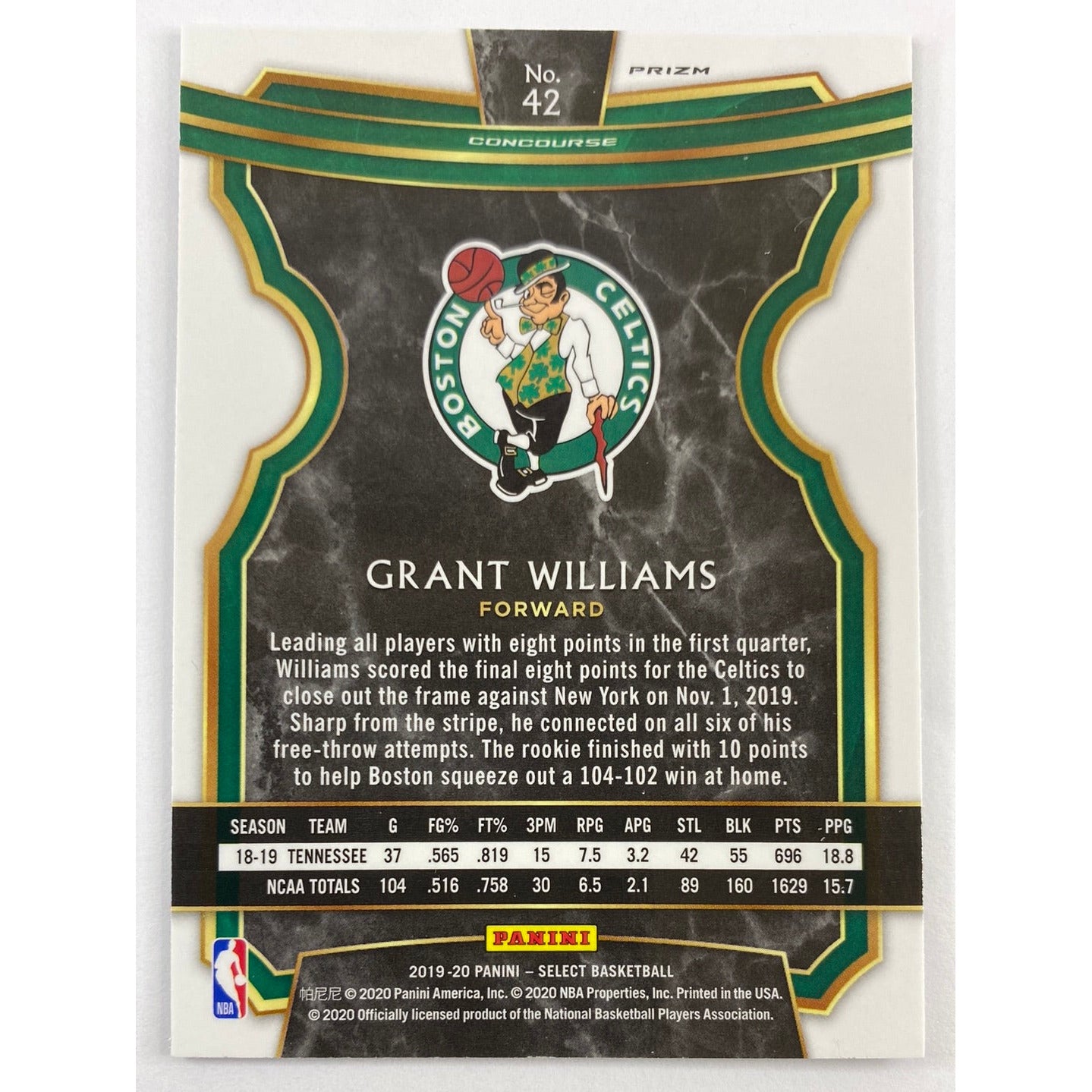 2019-20 Select Grant Williams Silver Holo Prizm RC | Local Legends Cards & Collectibles