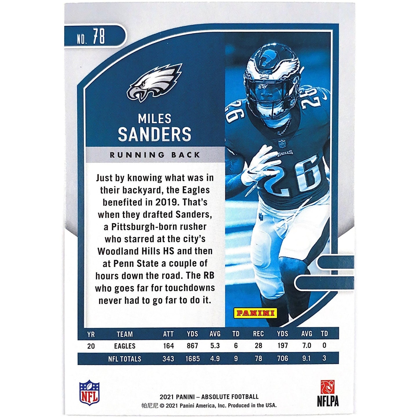2021 Absolute Miles Sanders Green Parallel | Local Legends Cards & Collectibles