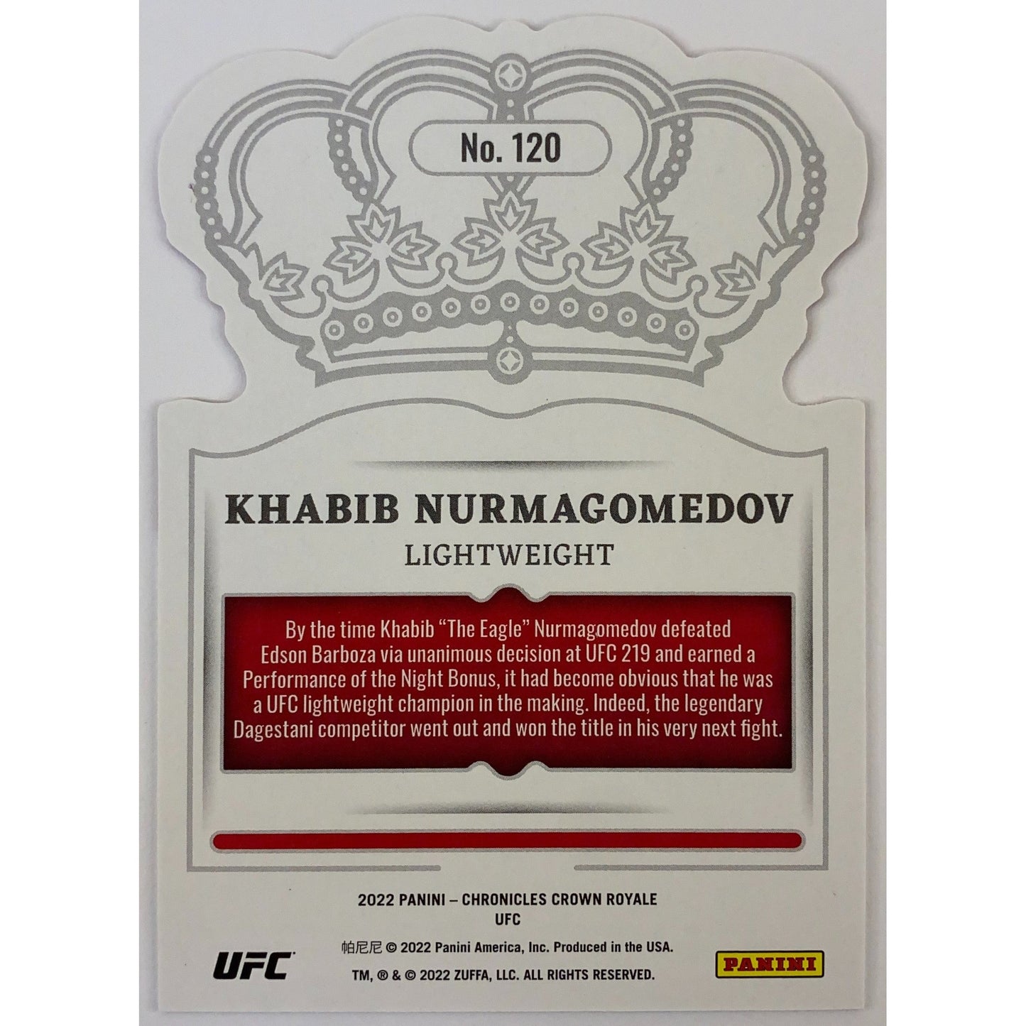 2022 Chronicles Crown Royal Khabib Nurmagomedov Red /199 | Local Legends Cards & Collectibles