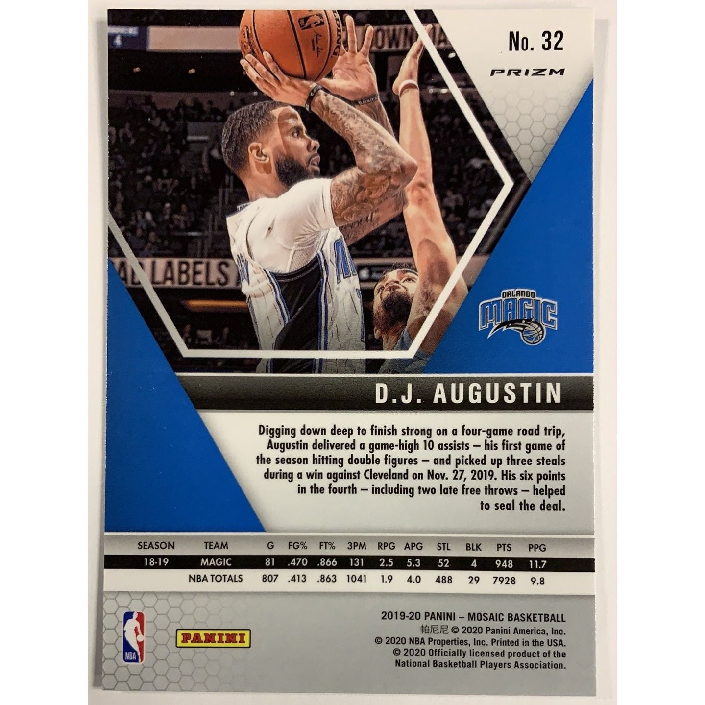 2019-20 Mosaic DJ Augustin Silver Mosaic Prizm | Local Legends Cards & Collectibles
