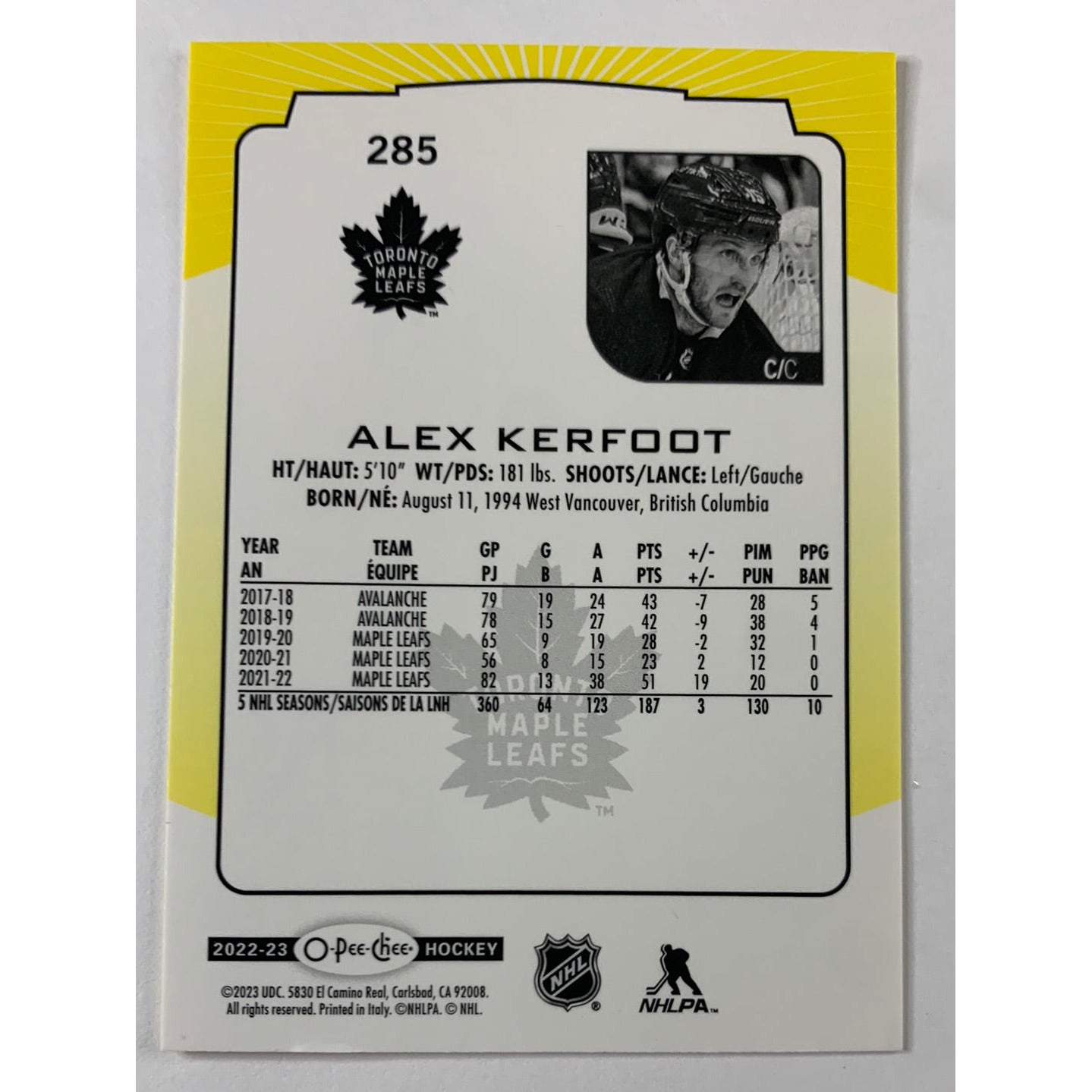 2022-23 O-Pee-Chee Alex Kerfoot | Local Legends Cards & Collectibles