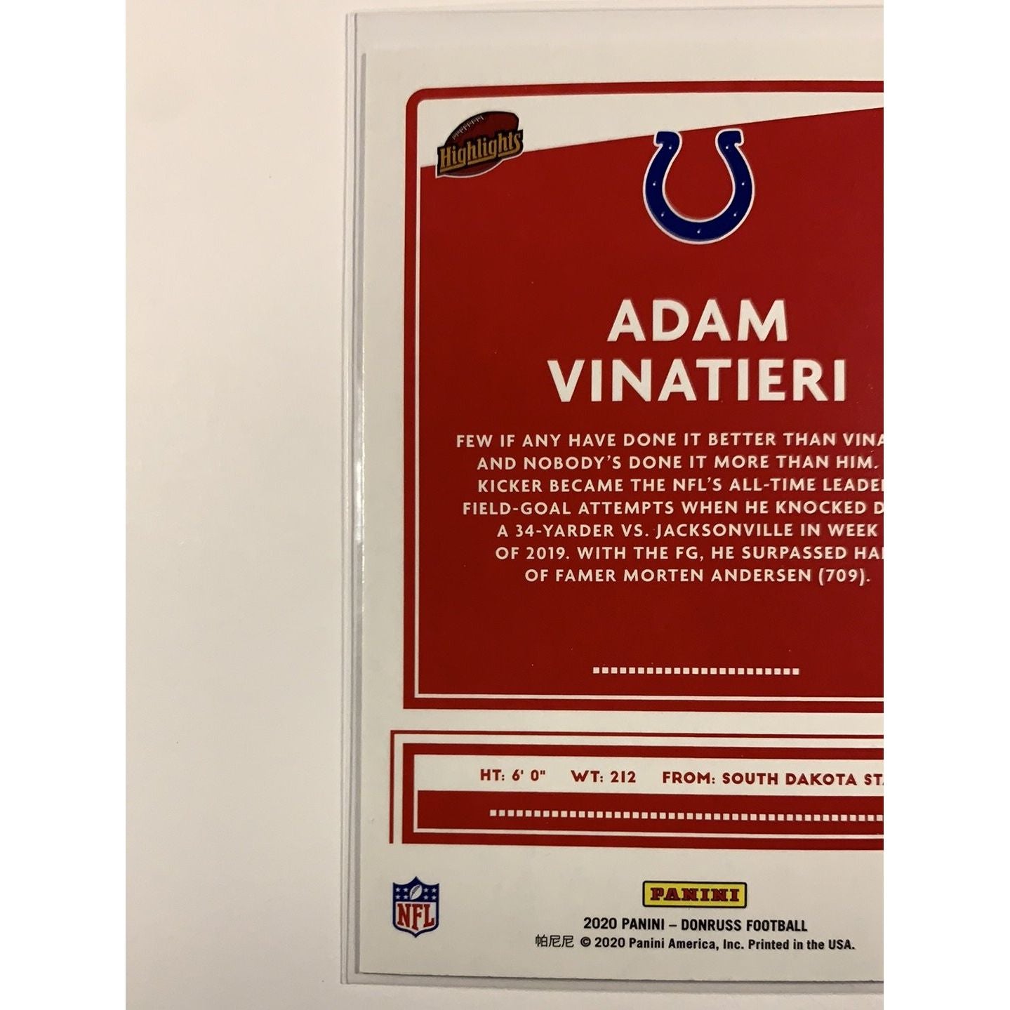 2020 Donruss Adam Vinatieri Highlights | Local Legends Cards & Collectibles