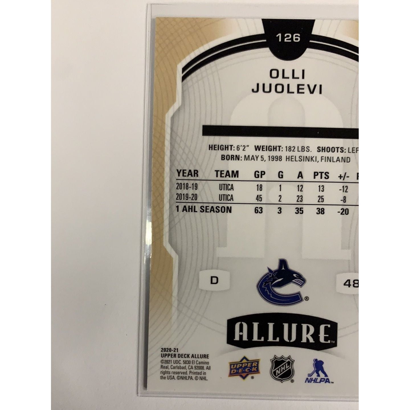 2020-21 Allure Olli Juolevi Rookie Card | Local Legends Cards & Collectibles