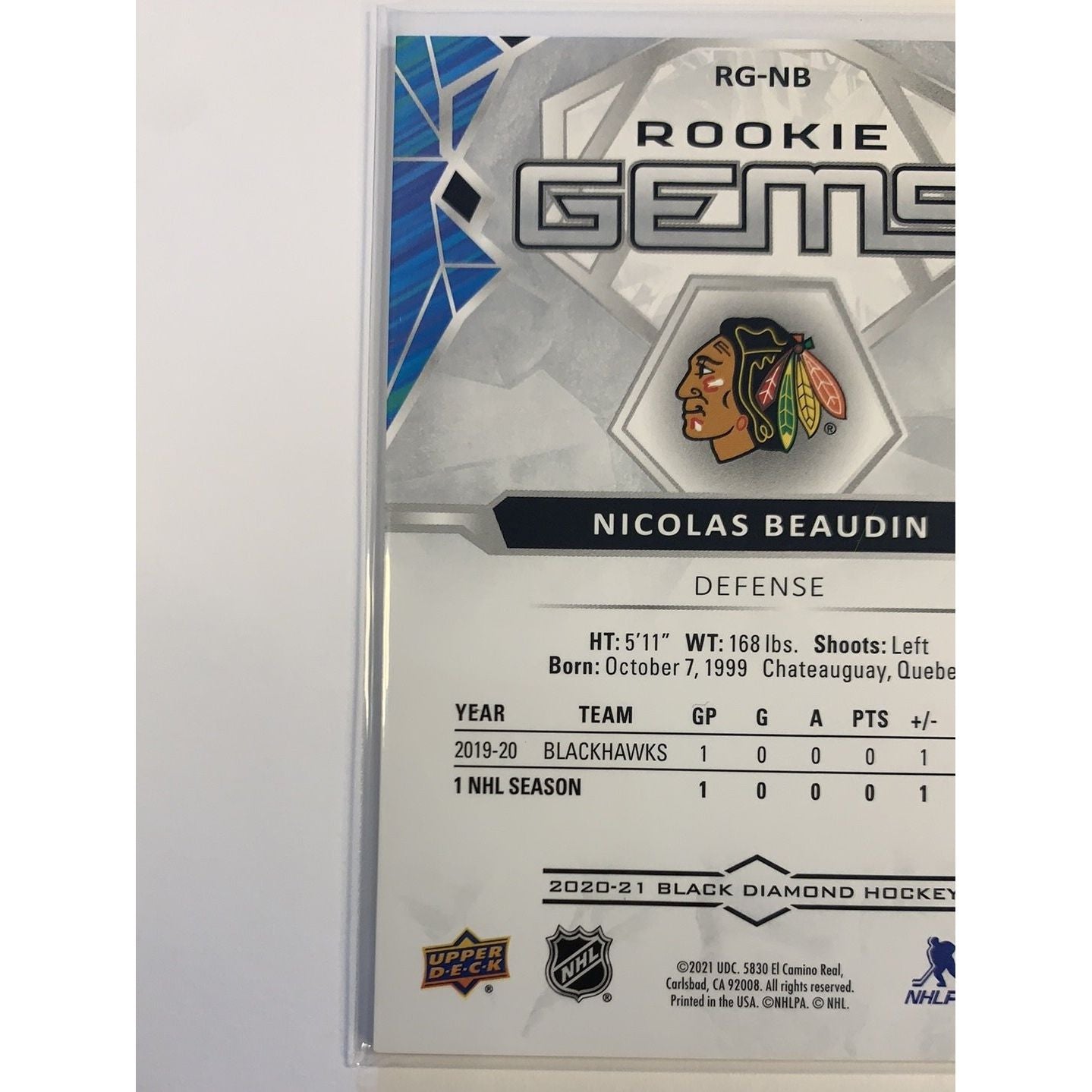 2020-21 Black Diamond Nicolas Beaudin Rookie Gems /399 | Local Legends Cards & Collectibles