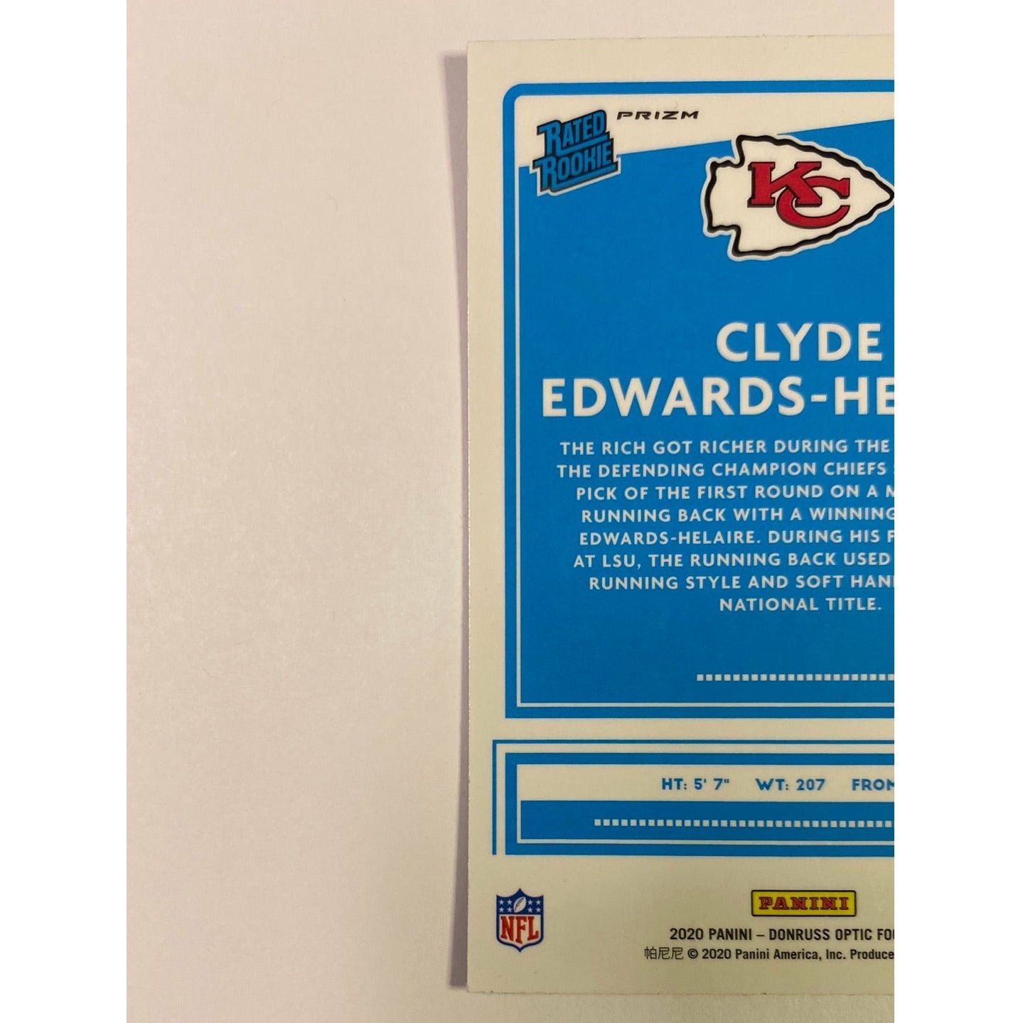 2020 Donruss Optic Clyde Edwards-Helaire Rated Rookie Green Velocity Prizm | Local Legends Cards & Collectibles