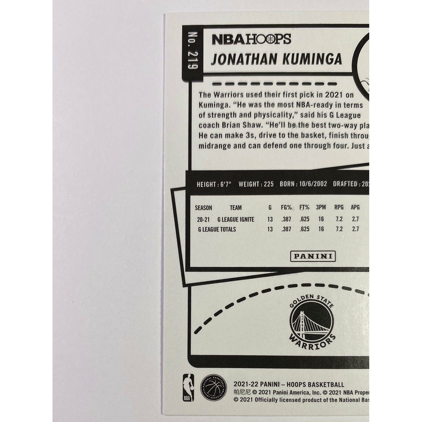 2021-22 Hoops Jonathan Kuminga RC | Local Legends Cards & Collectibles